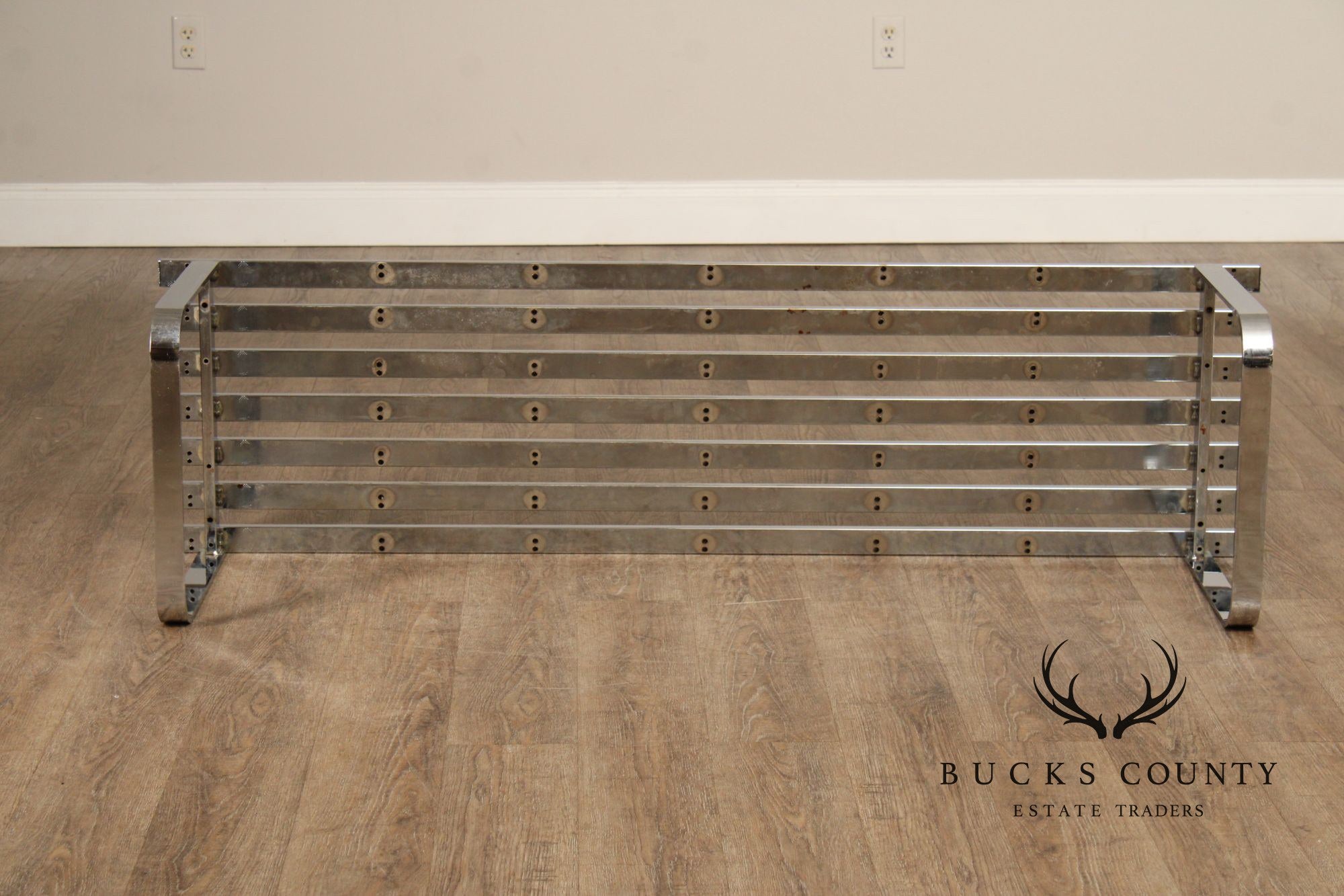 Design Institute of America Modern Slatted Chrome Bench