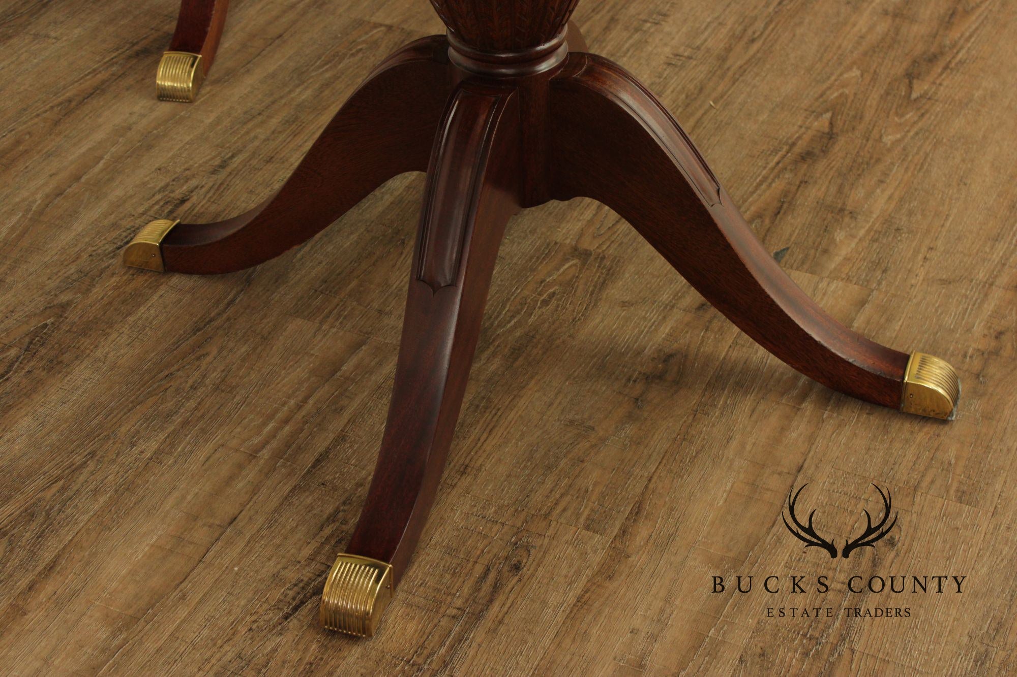 Georgian Style Mahogany Double Pedestal Glass Top Dining Table