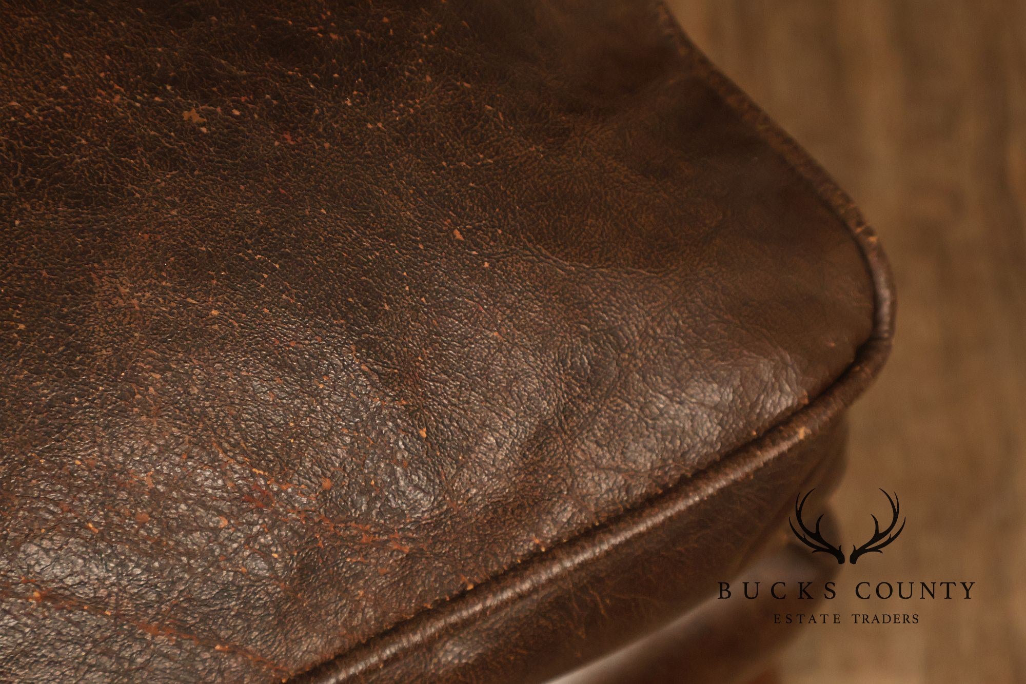 Kittinger Colonial Williamsburg Chippendale Style Pair Leather Wing Chairs