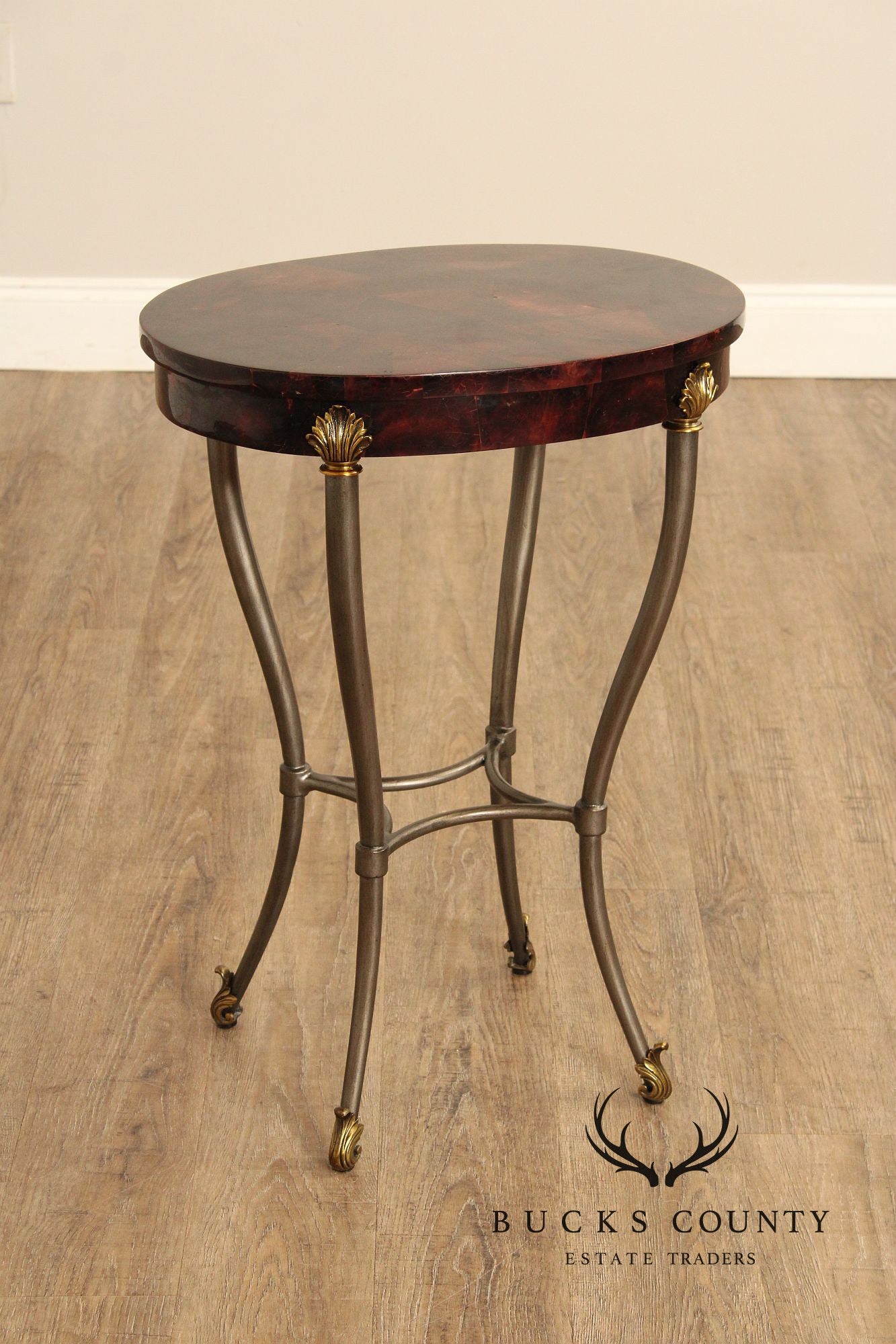 Ethan Allen Hollywood Regency Style Oval Top Side Table