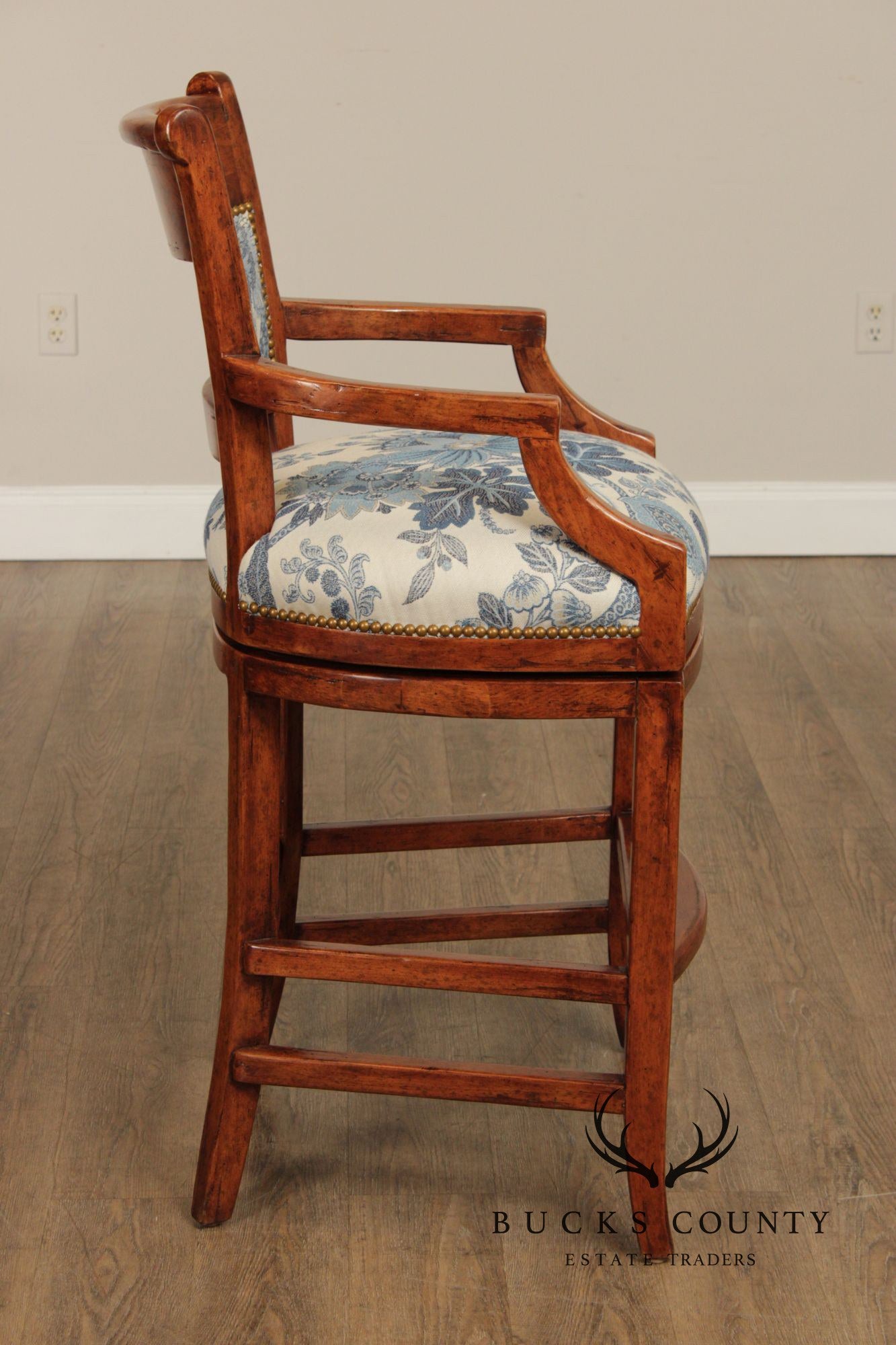 Bausman & Co. Rustic Style Pair of Swivel Barstools