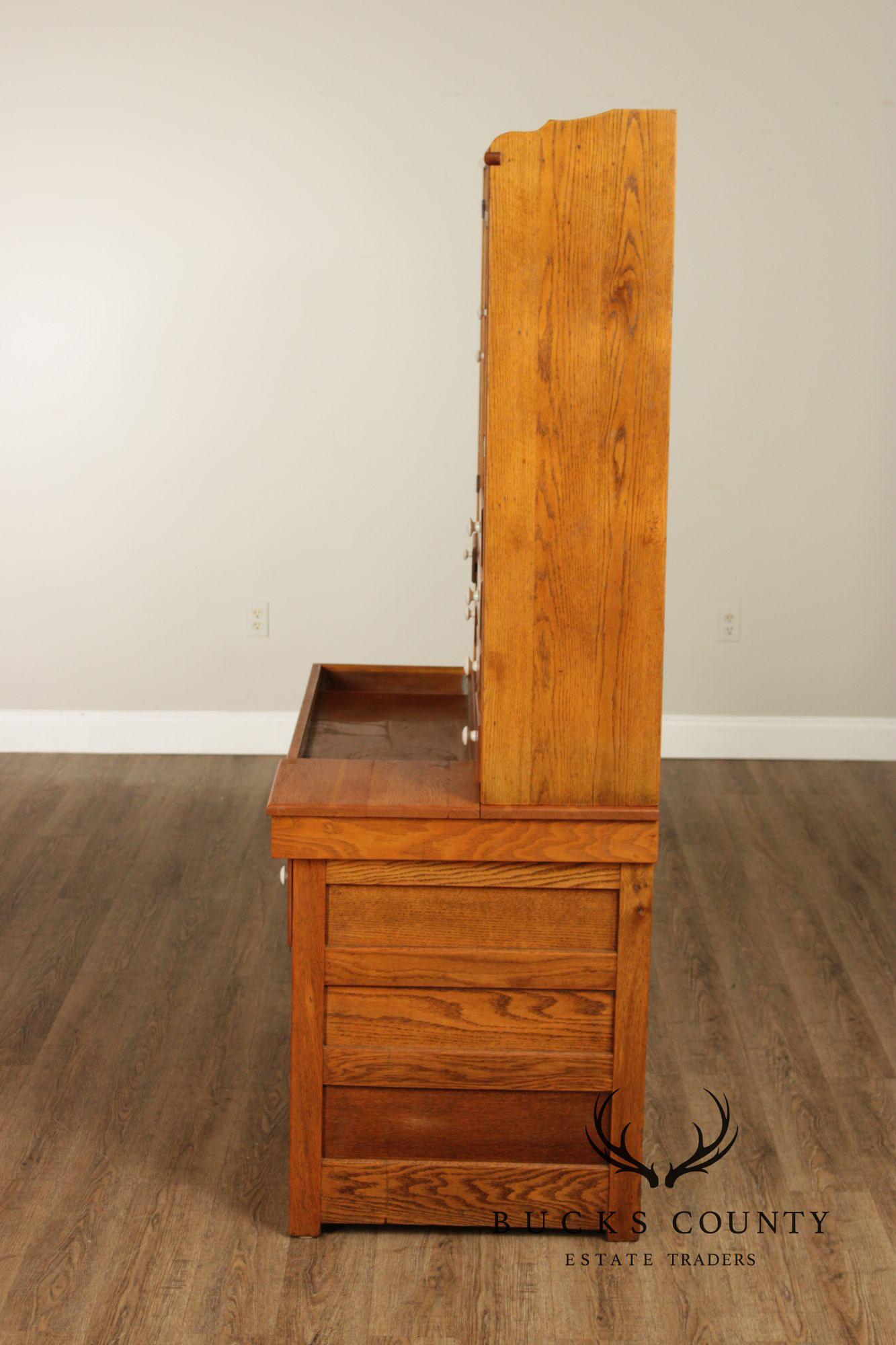 Antique American Hutch With Copper Dry Sink And Pull-Out Cutting Board