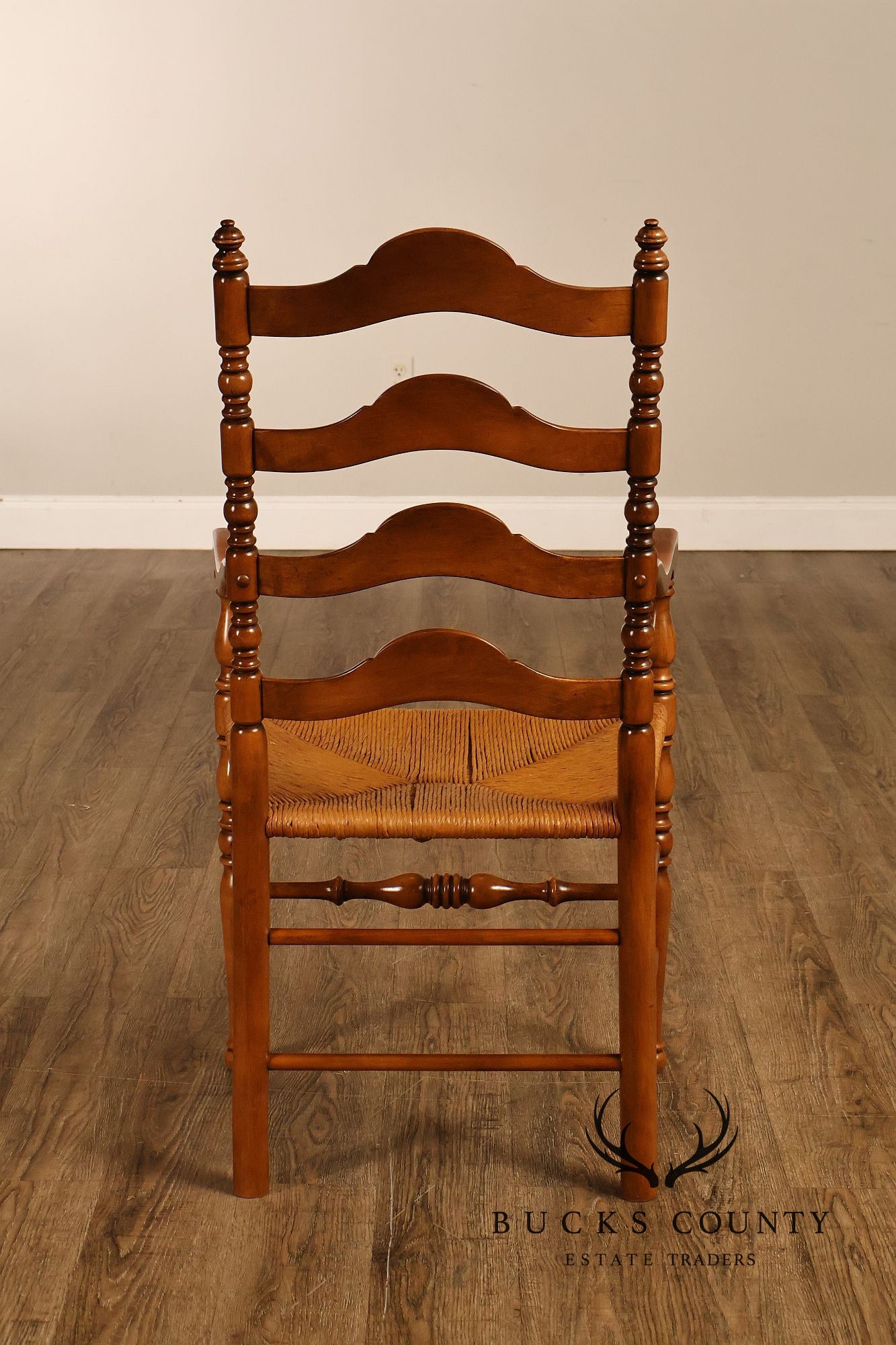 Vintage Set Of 12 Maple Rush Seat Ladderback Dining Chairs