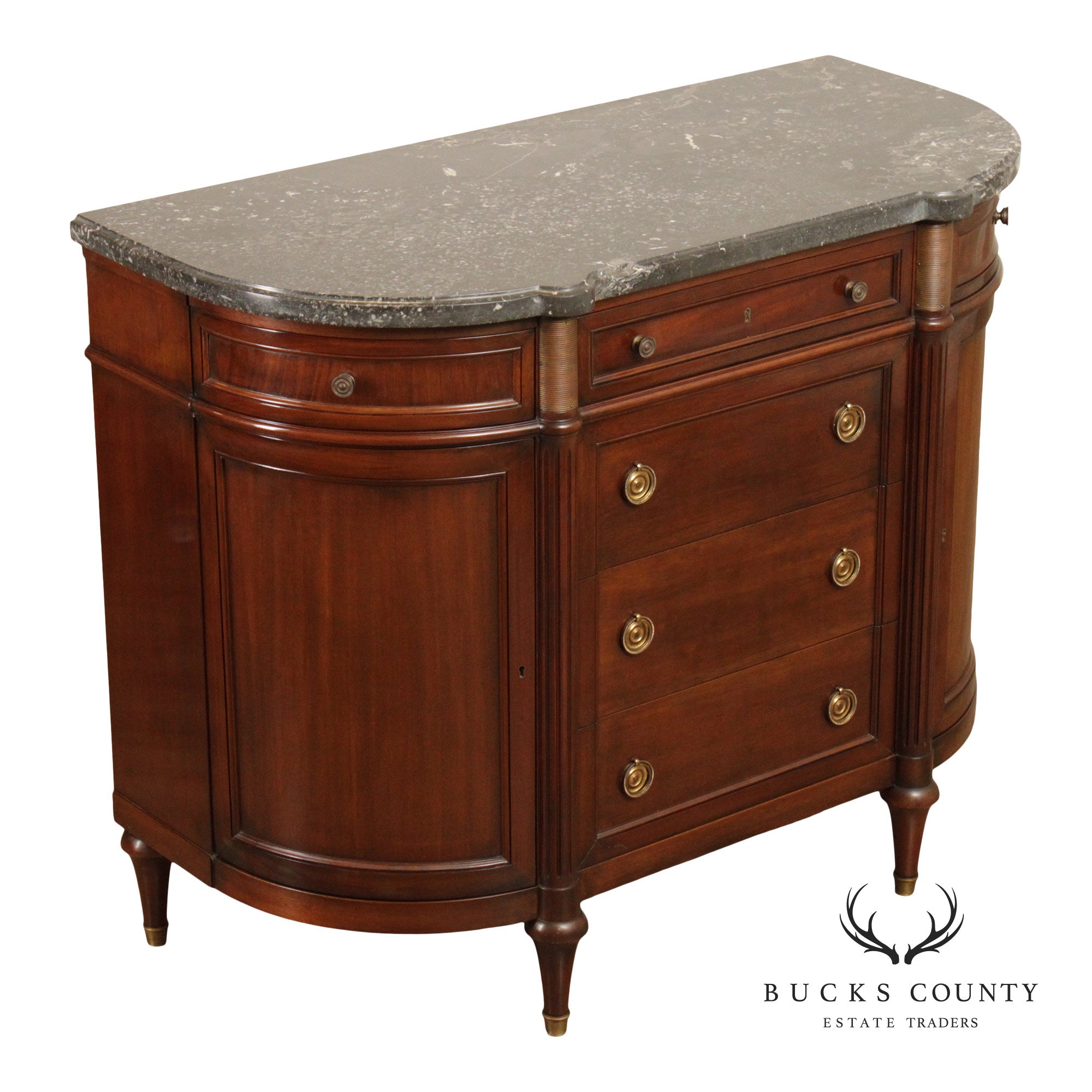 Regency Style Marble Top Mahogany Sideboard
