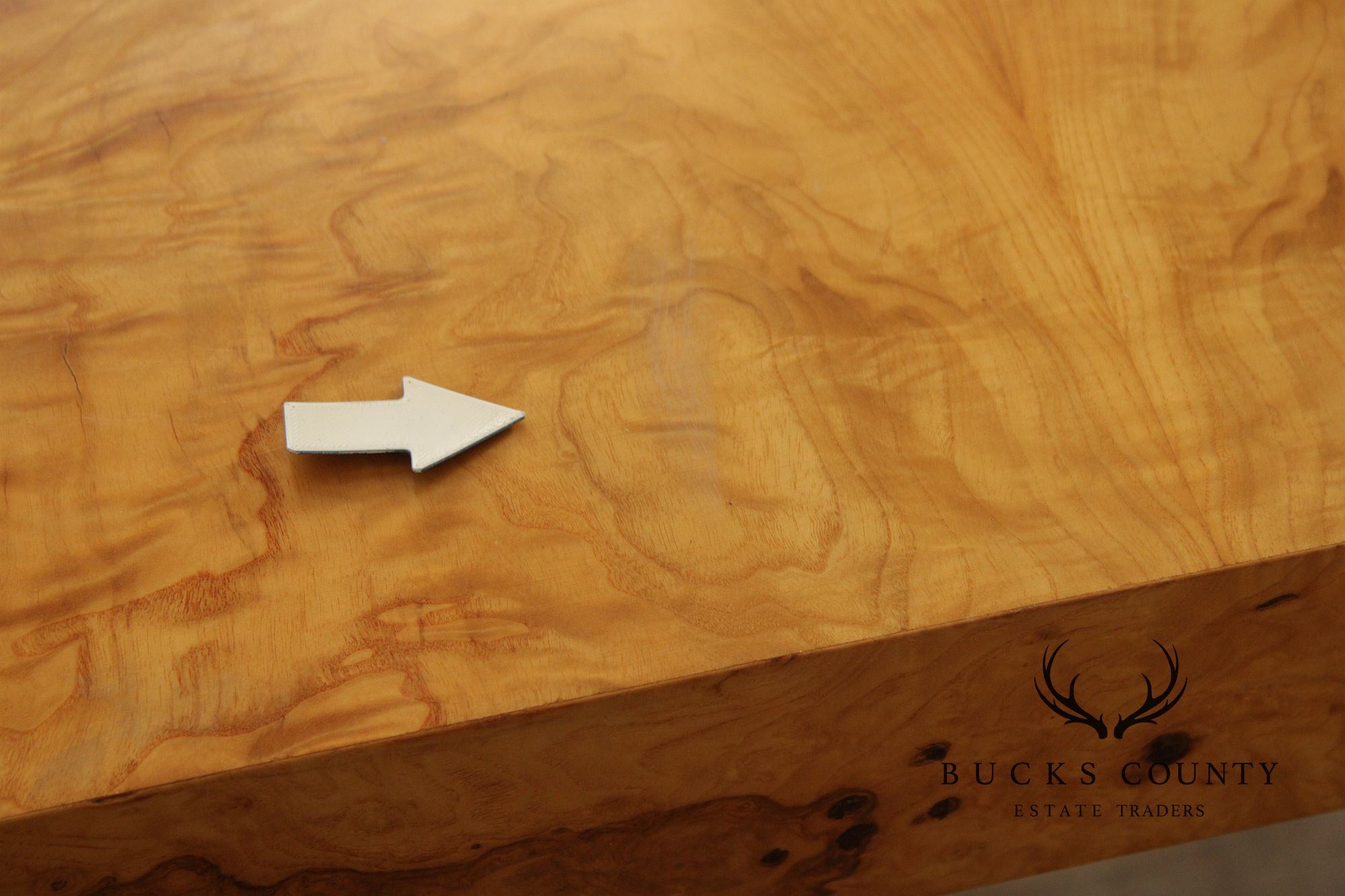 Mid-Century Modern Burlwood Parsons Extension Dining Table with 2 Leaves