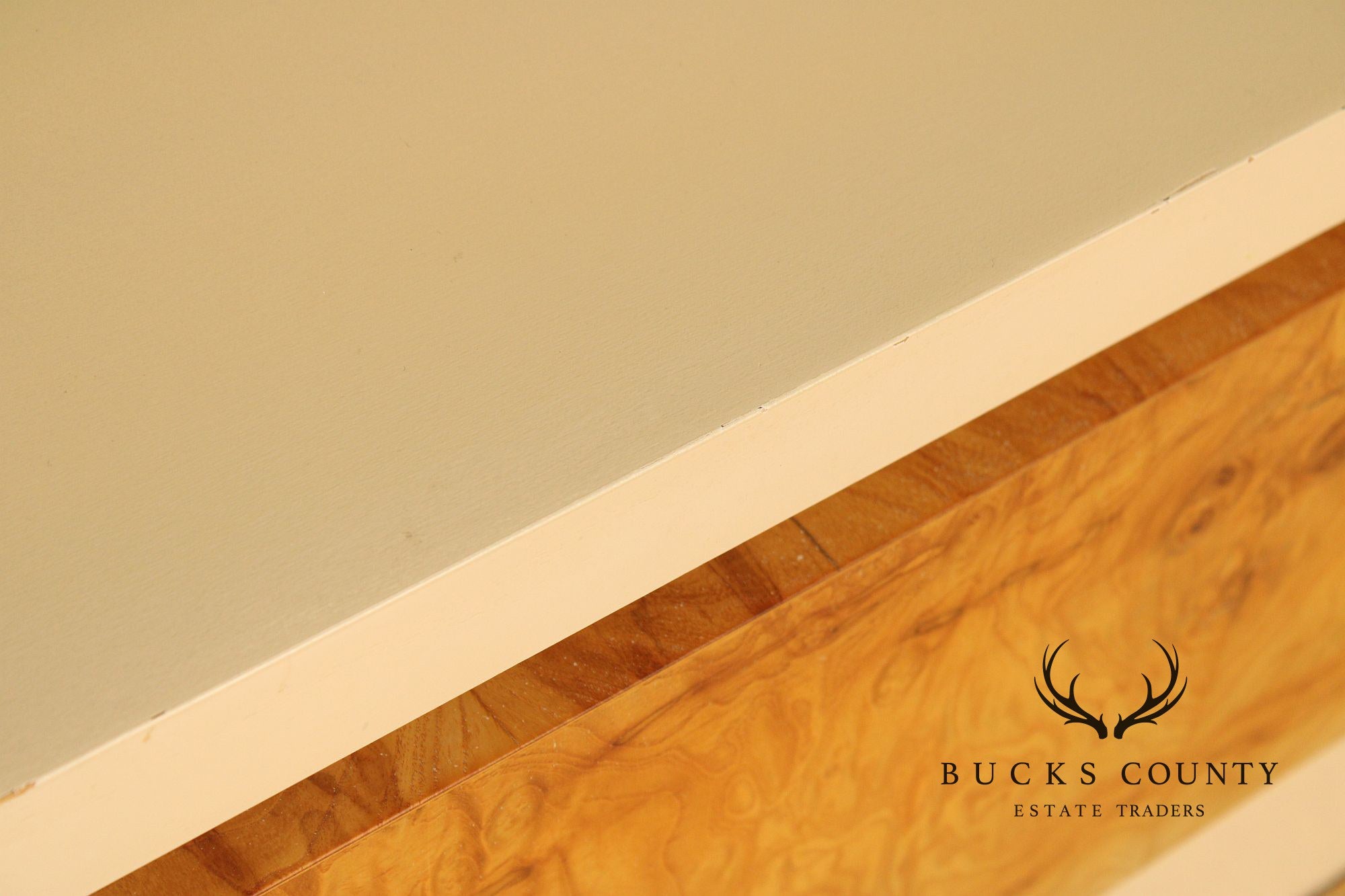 Pace Collection Mid Century Modern Burlwood Queen Size Platform Bed With Floating Headboard And Nightstands