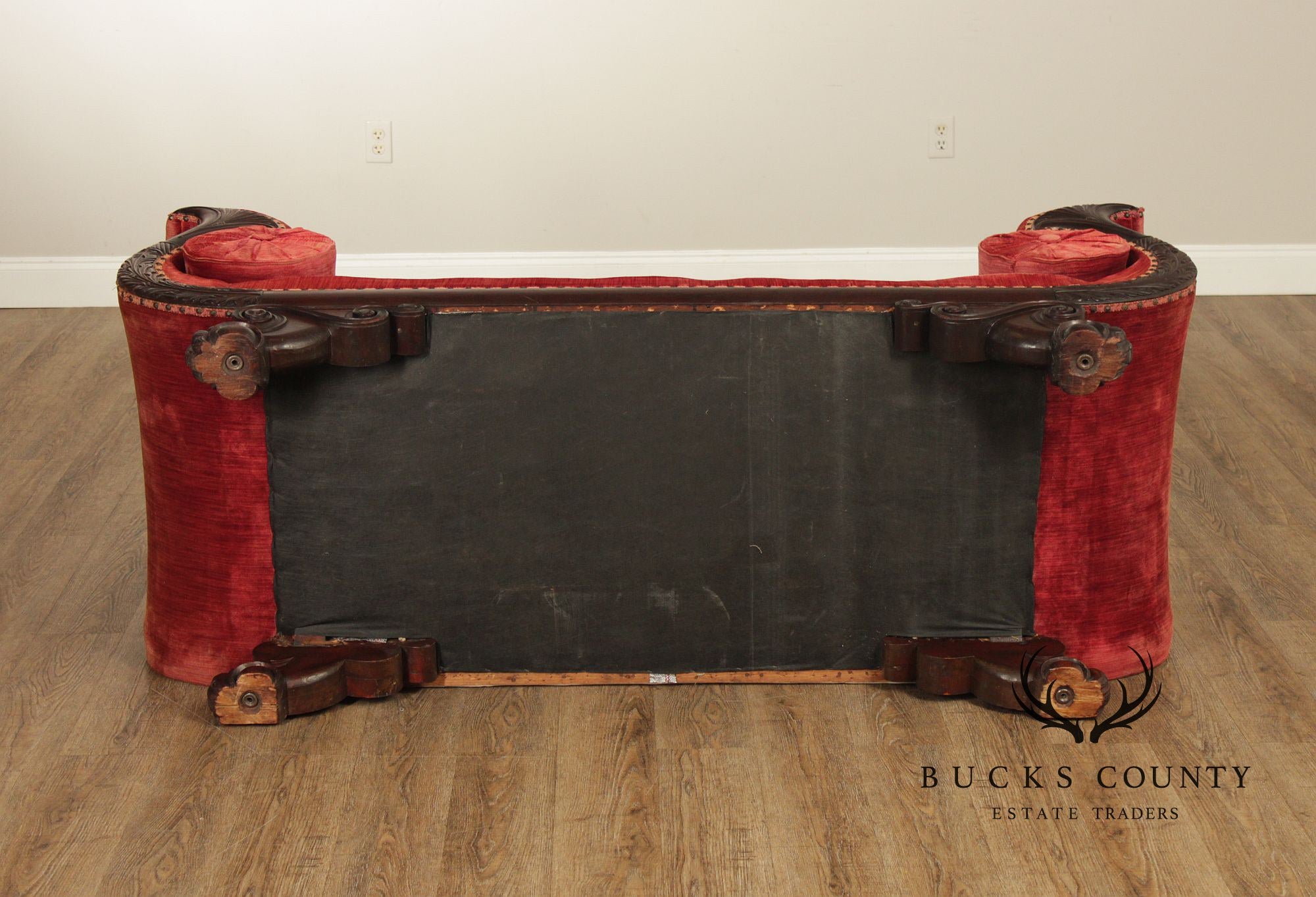 Antique Empire Carved Mahogany Swan Sofa