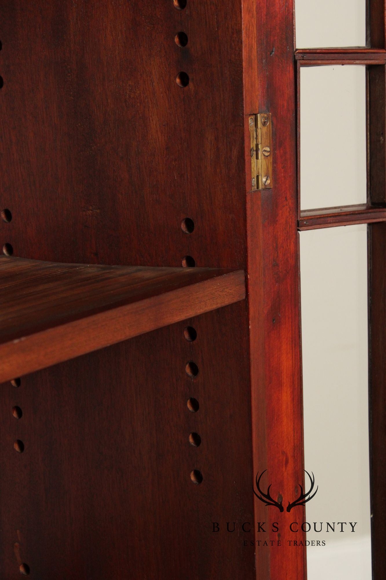 Antique English Mahogany Georgian Style Inlaid Bookcase Cabinet