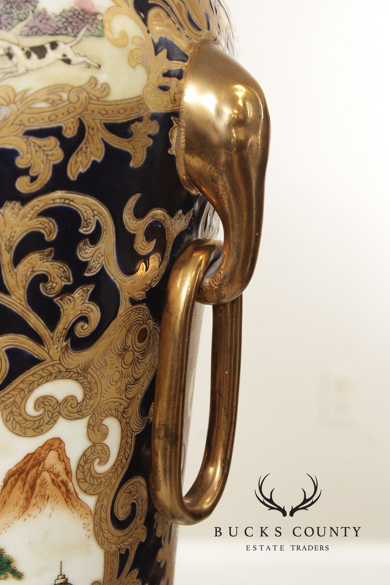 Vintage Chinese Pair of Satsuma Floor Vases