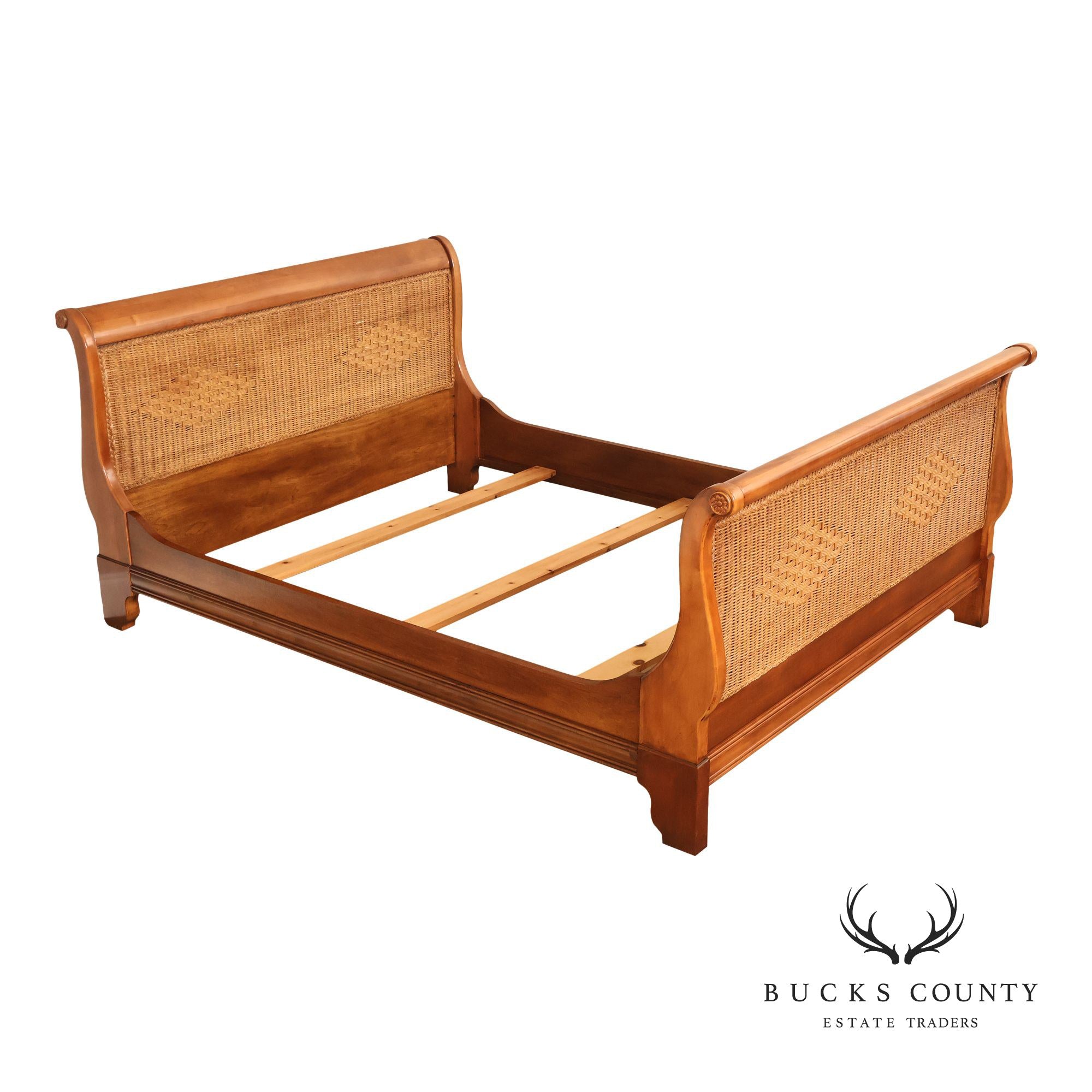 Lexington Cherry And Wicker Queen Sleigh Bed