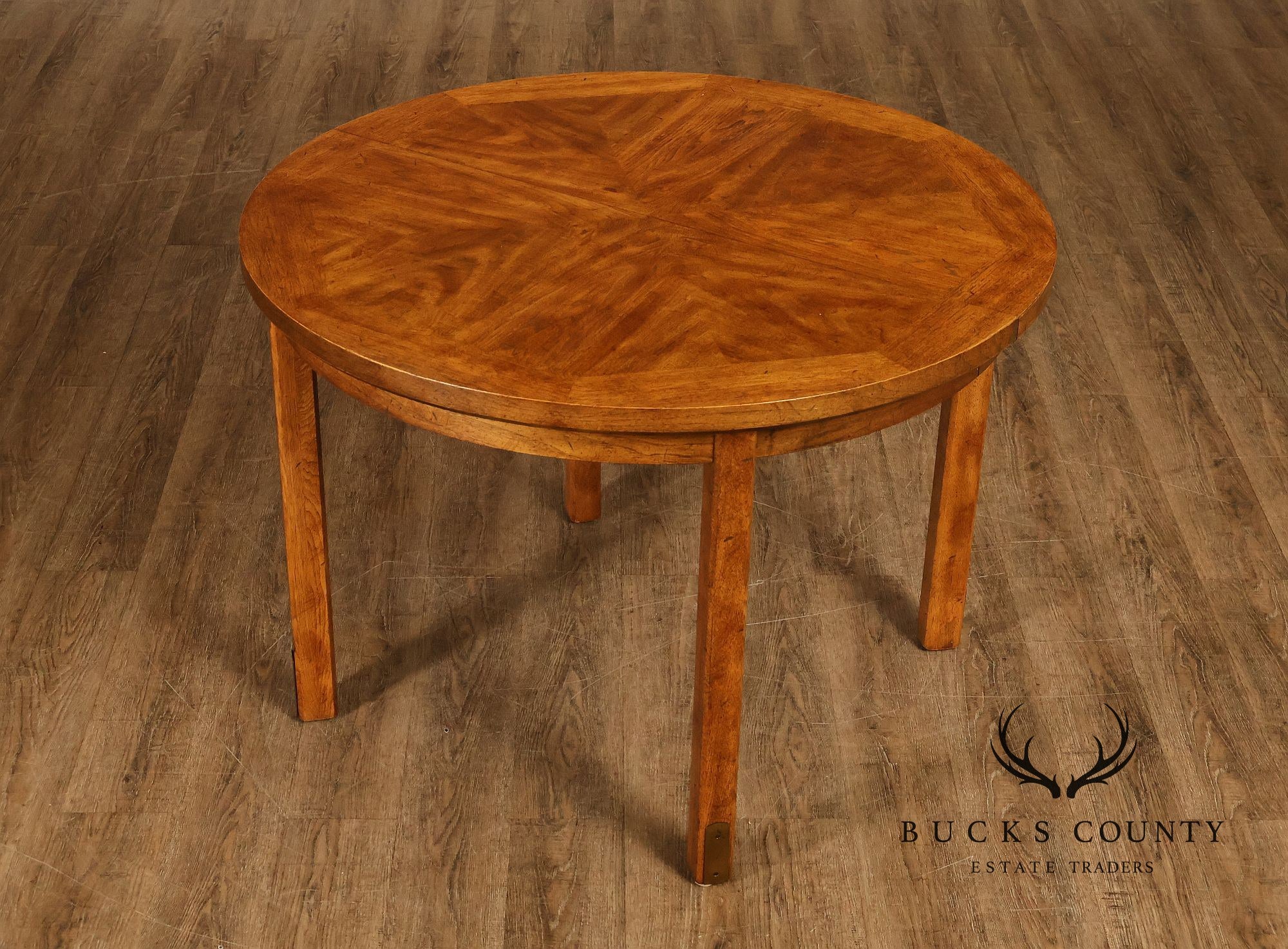 Drexel 'Woodbriar' Campaign Style Round Expandable Dining Table