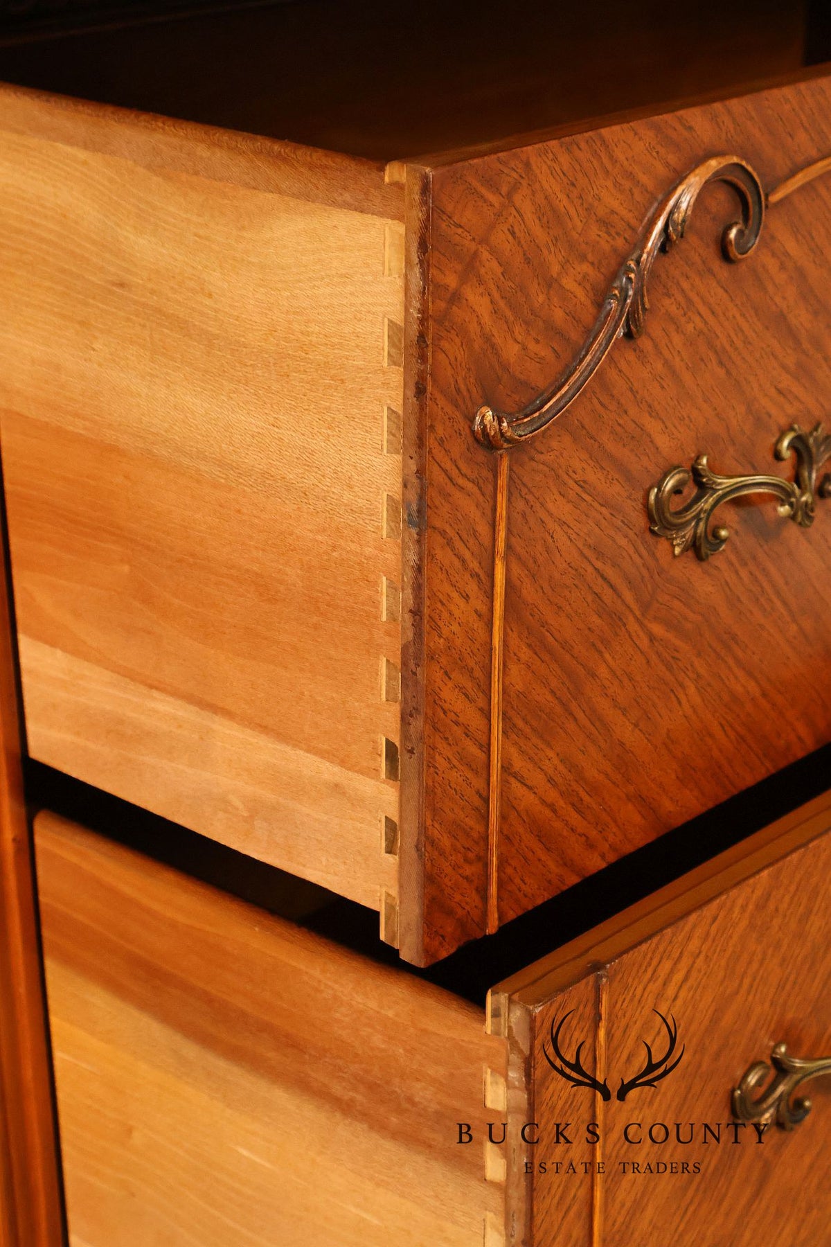 French Louis XV Style Satinwood High Chest Of Drawers