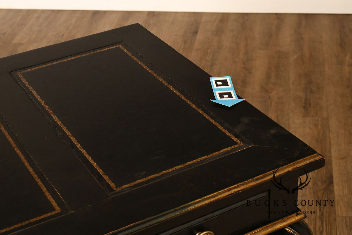 Century Furniture Ebonized And Gilt Executive Writing Desk With Leather Top