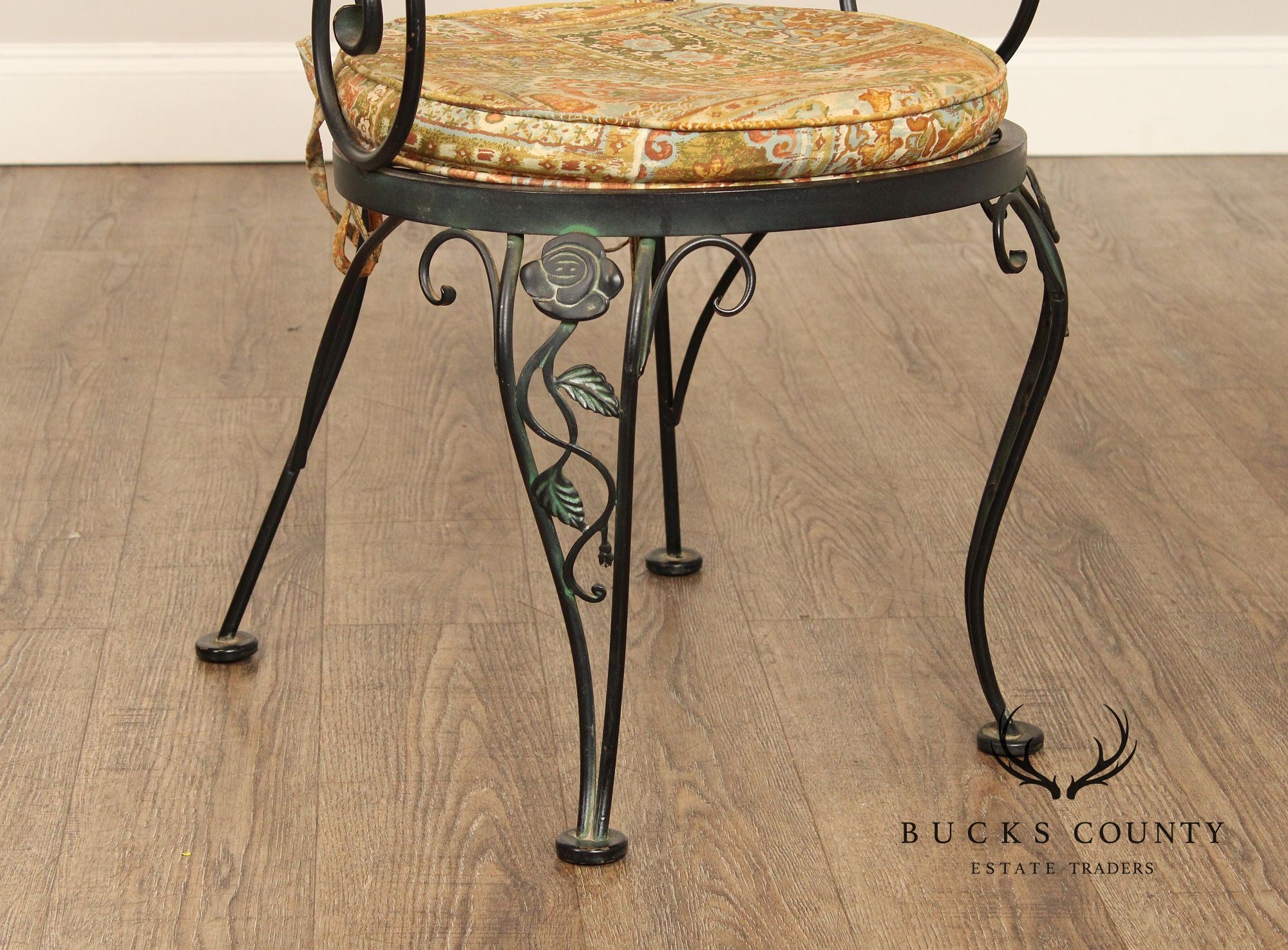 Woodard 'Chantilly Rose' Vintage Set of Six Wrought Iron Dining Chairs