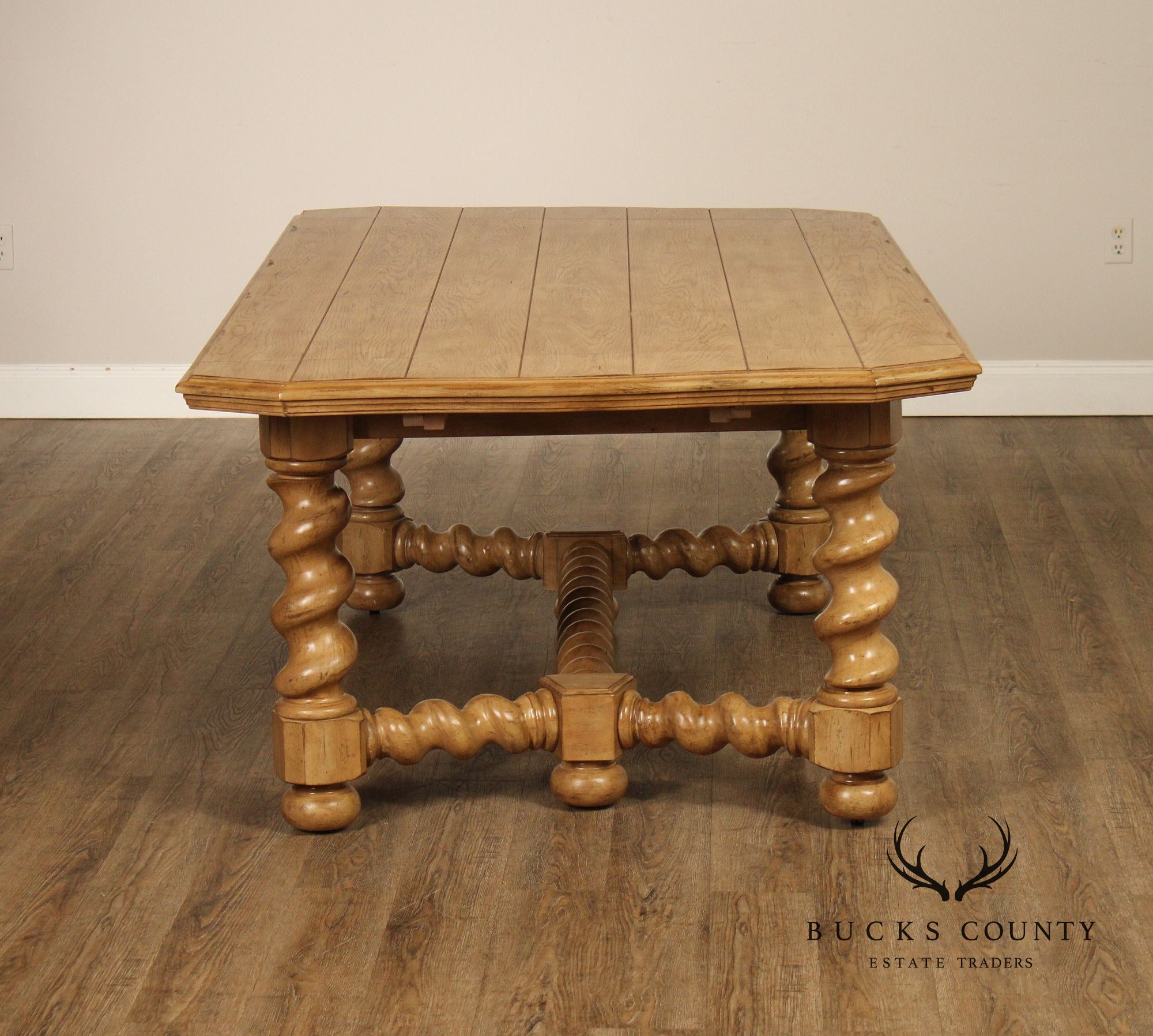 Bernhardt Spanish Revival Style Oak Extension Dining Table