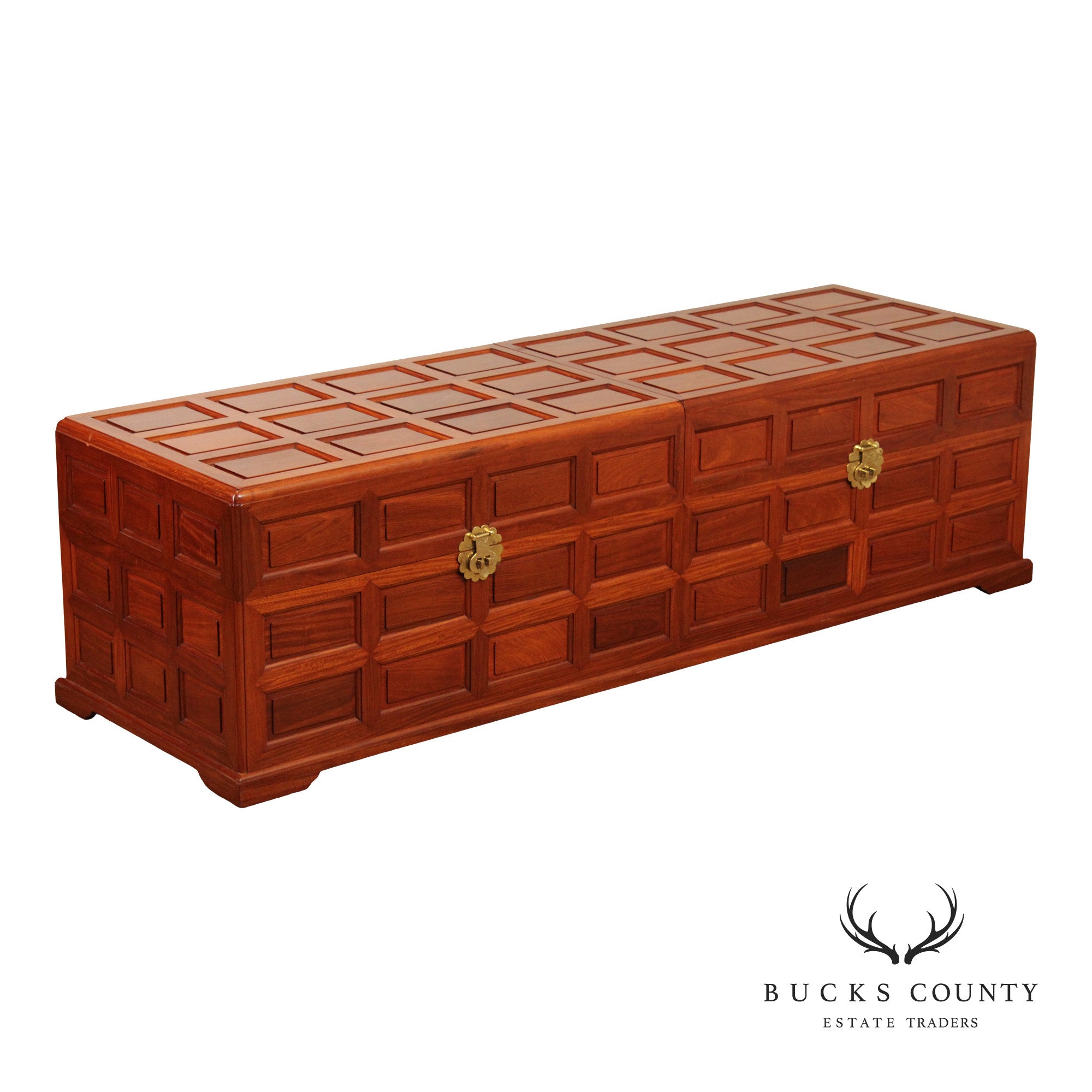 Chinese Rosewood Long Paneled Blanket Chest