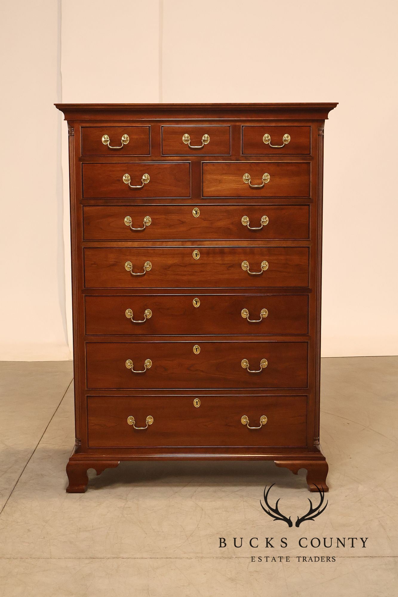 Stickley Chippendale Style Cherry Tall Chest