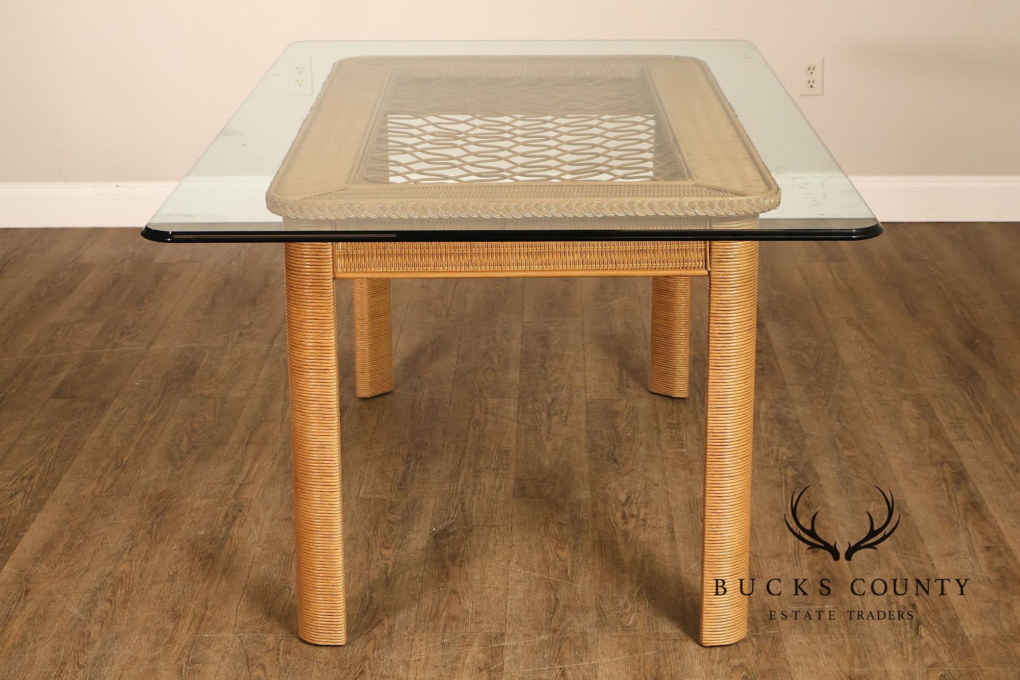 Lexington Henry Link Glass Top Wicker Dining Table