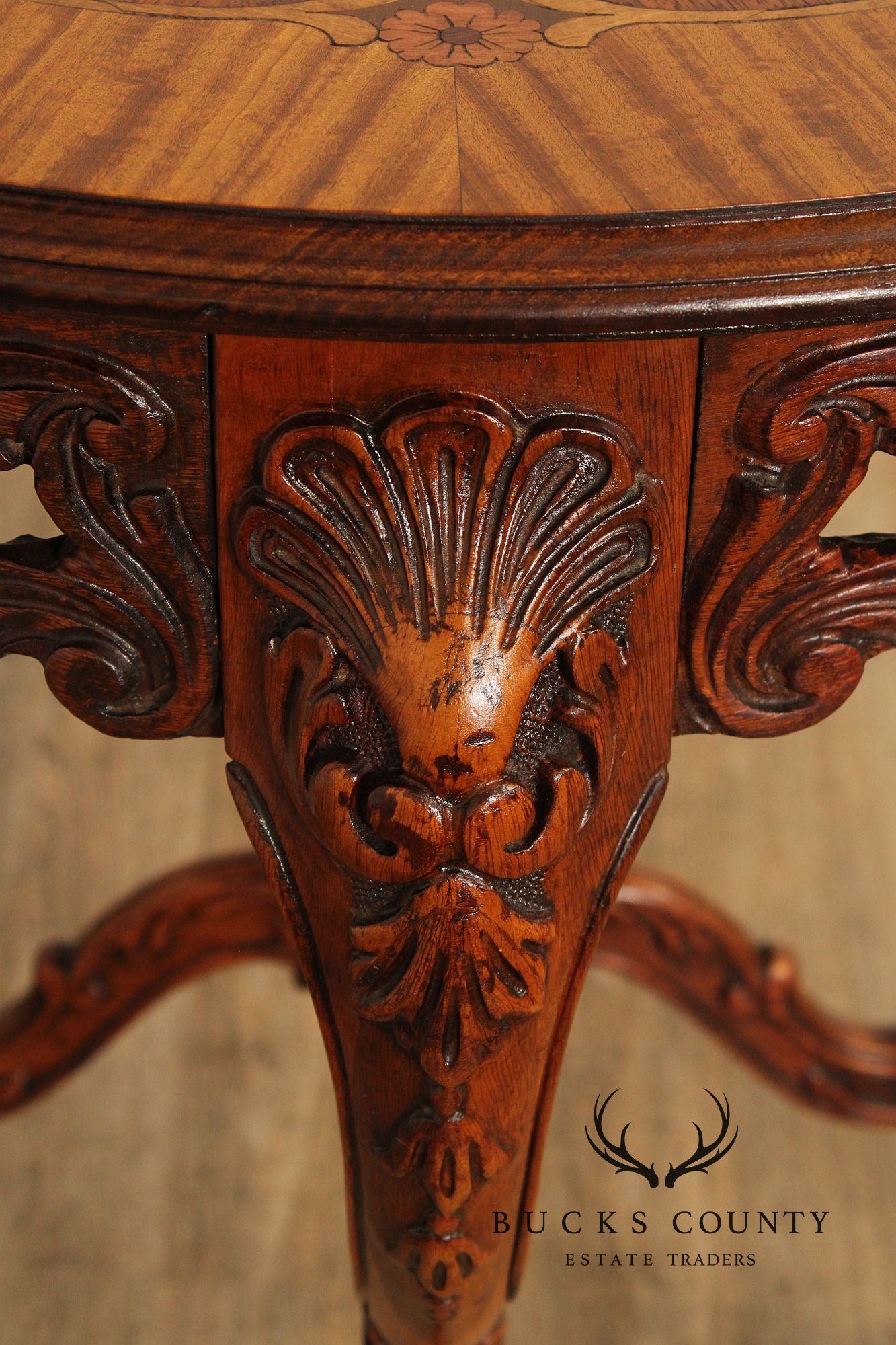 French Court Galleries Rococo Style Round Inlaid Side Table