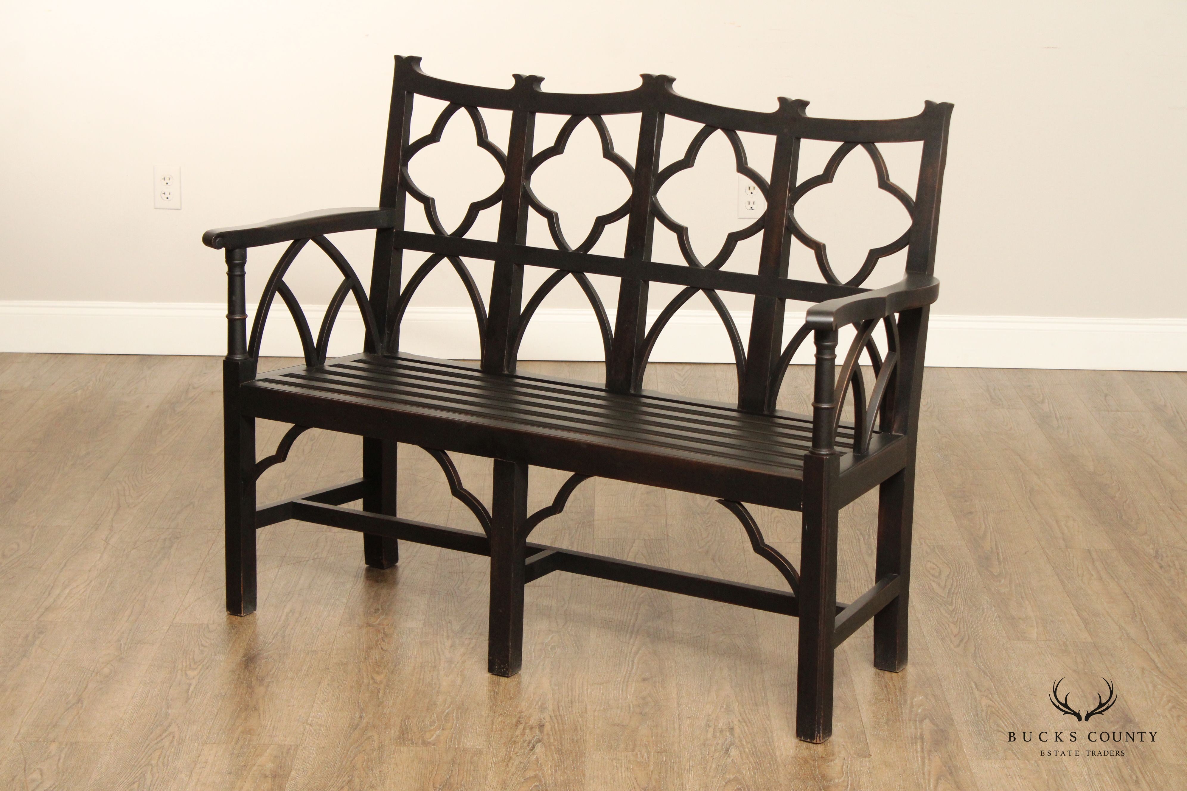Wildon Home Gothic Revival Style Ebonized Bench