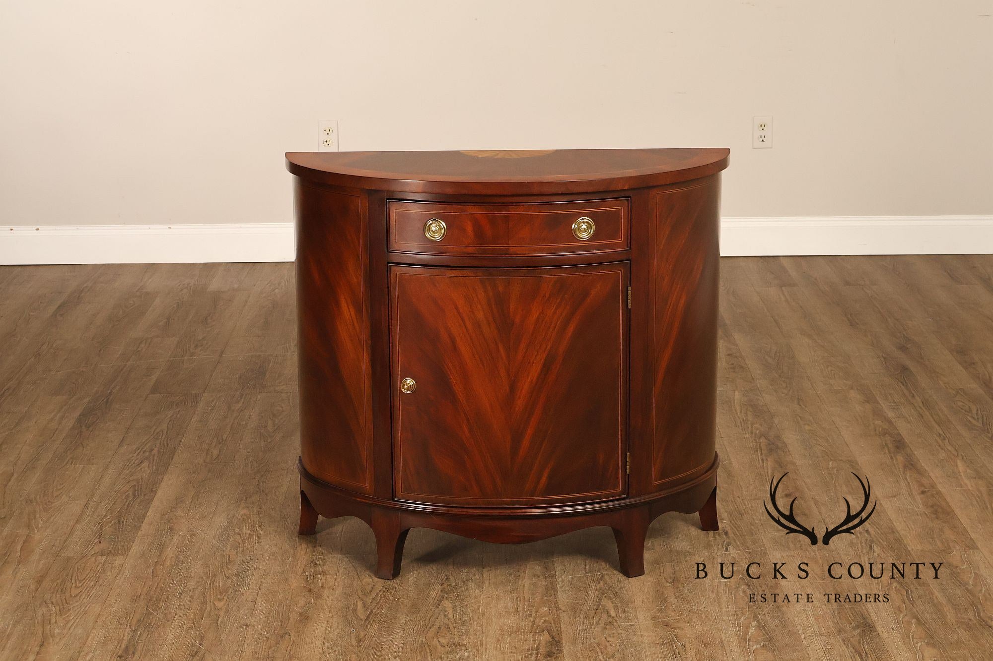 Henkel Harris Georgian Style Mahogany Demilune Console