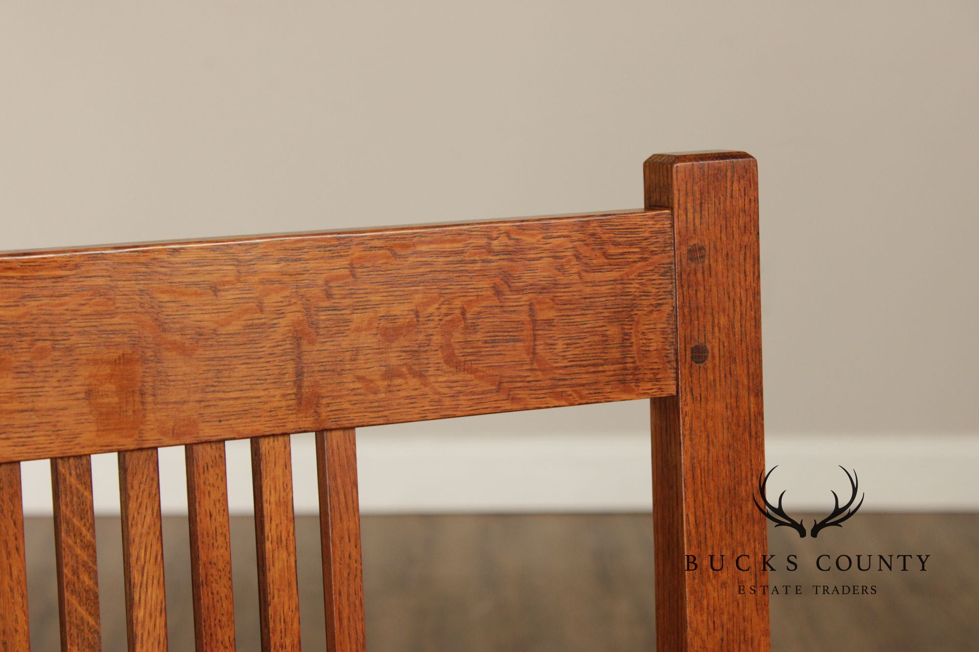 Stickley Mission Collection Oak And Leather Spindle Settee