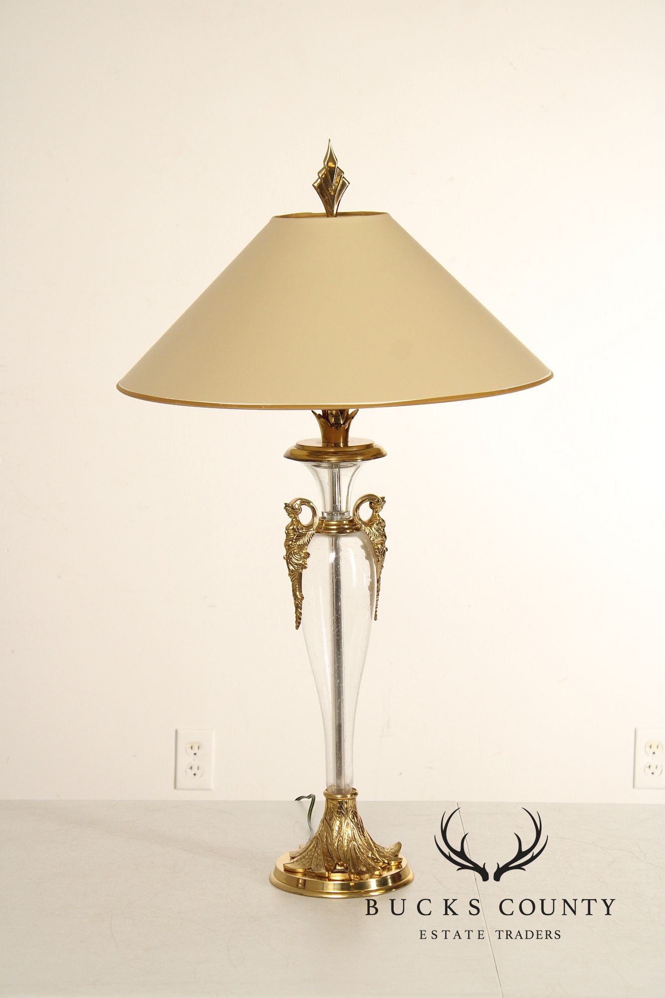 Chapman Pair of Brass and Glass Table Lamps