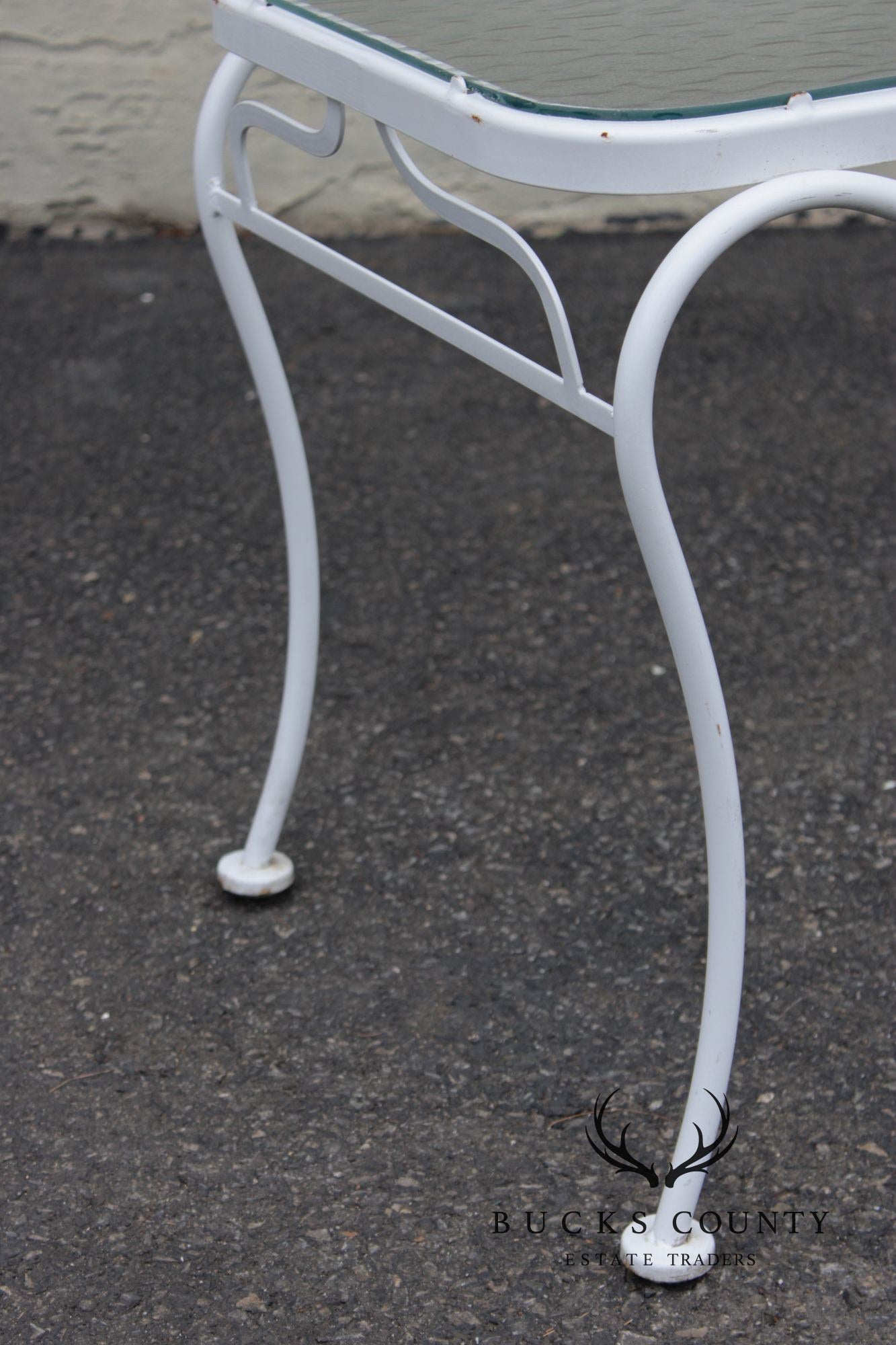 Woodard Glass Top Wrought Iron Patio Side Table