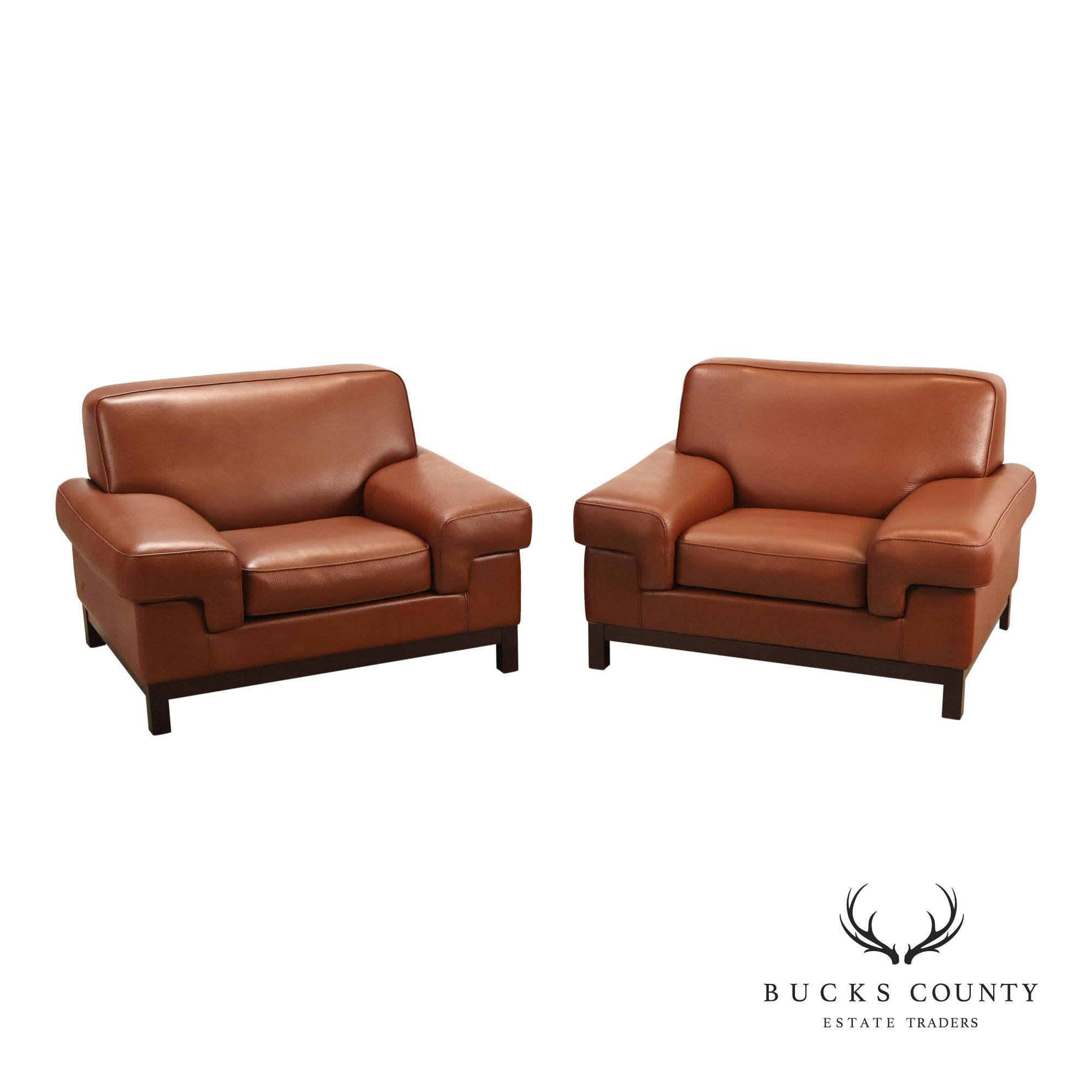 Formenti Pair of Italian Leather Lounge Chairs