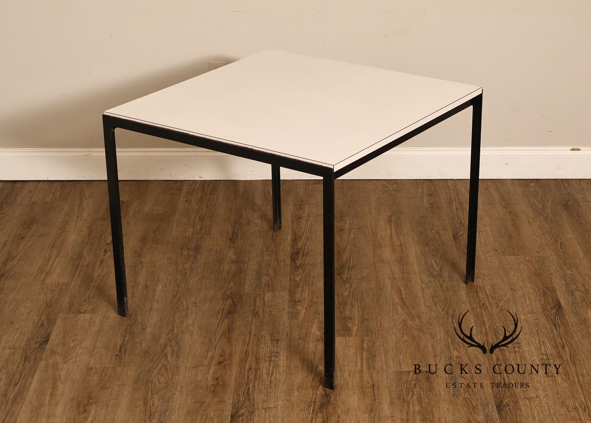 Vintage Knoll Associates Mid Century Modern White Laminate And Black Metal Dining Table