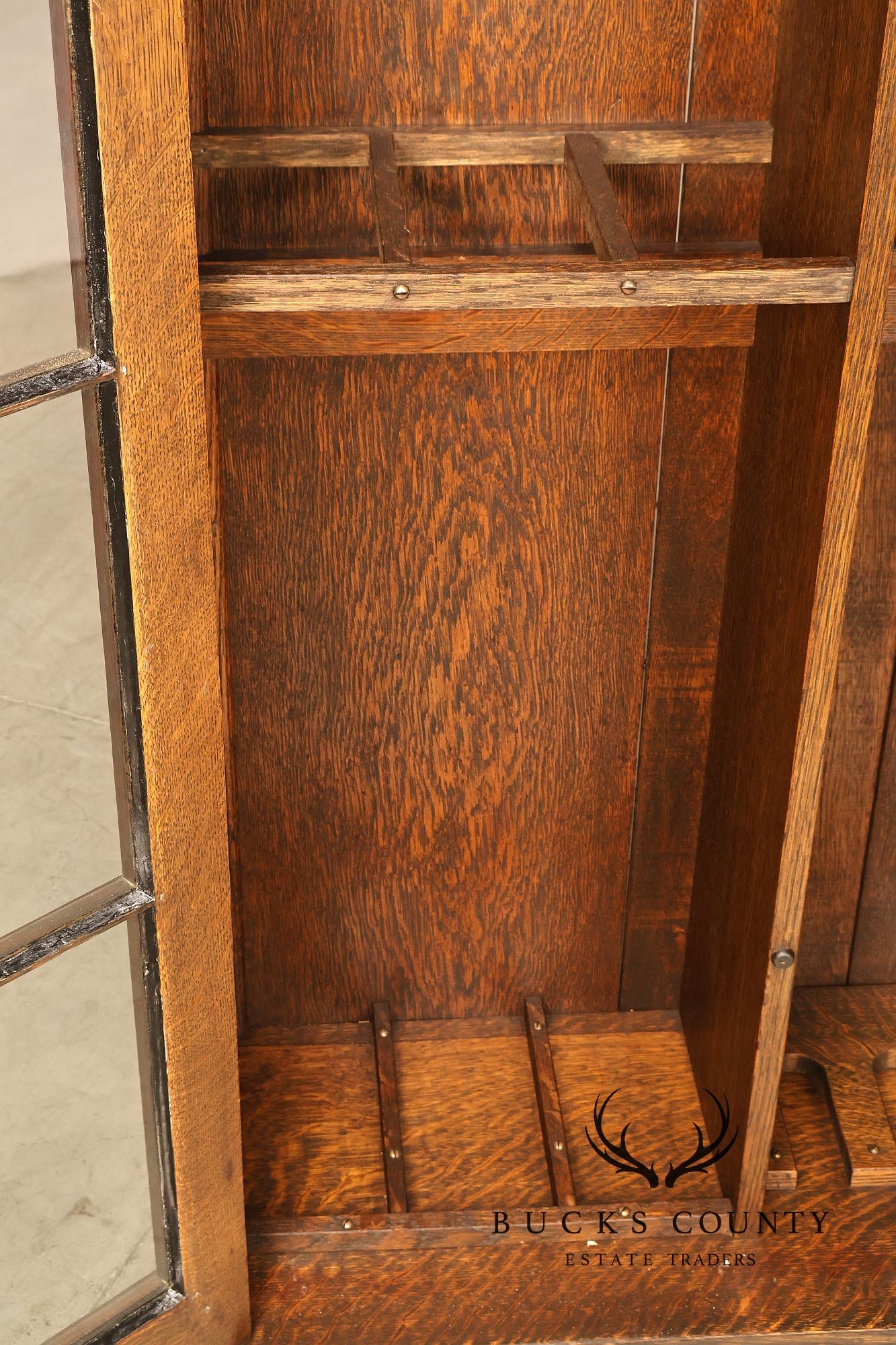 Antique Arts And Crafts Oak Two-Door Gun Cabinet