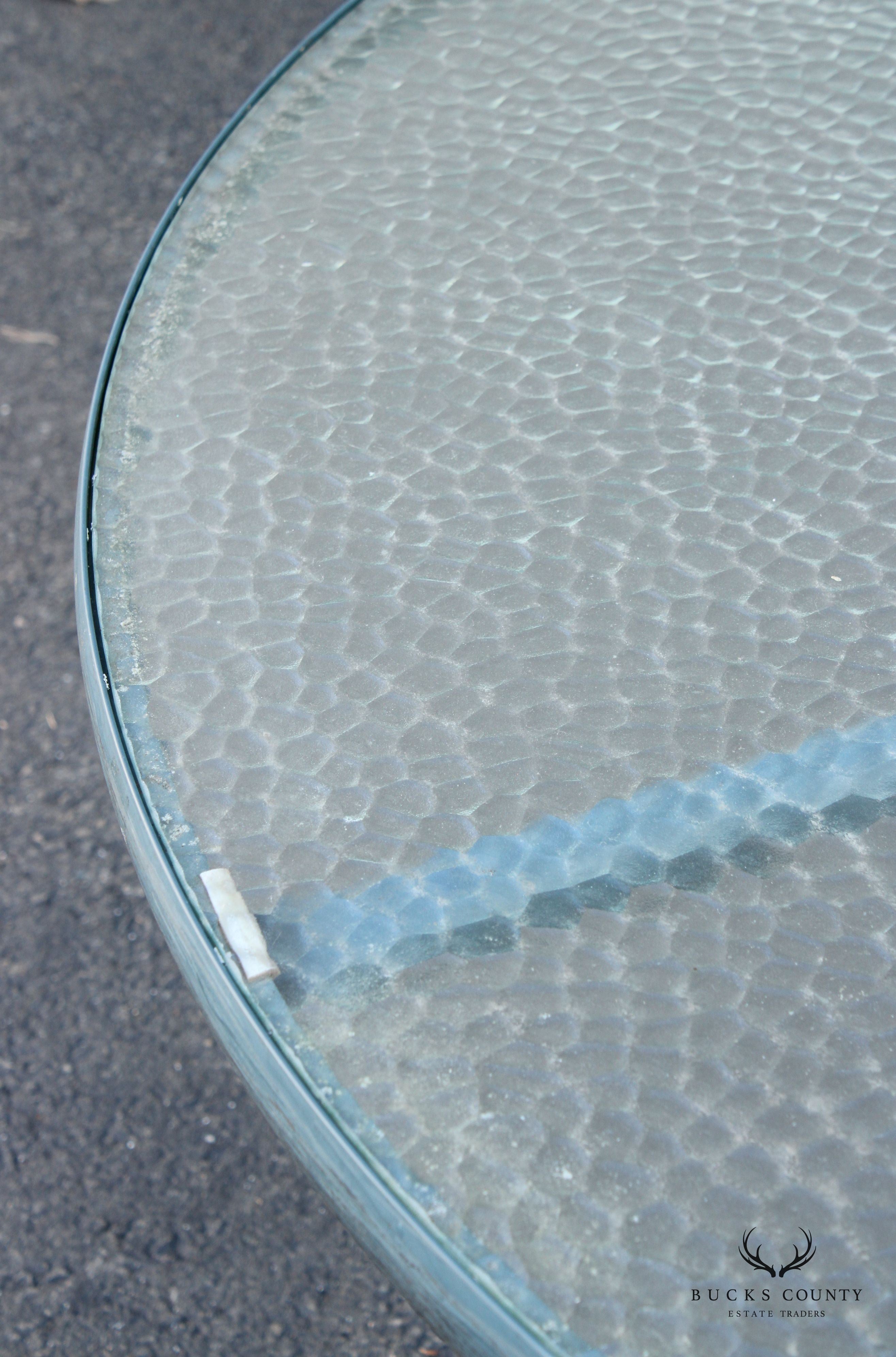 Mid Century Modern Round Glass Top Outdoor Patio Table