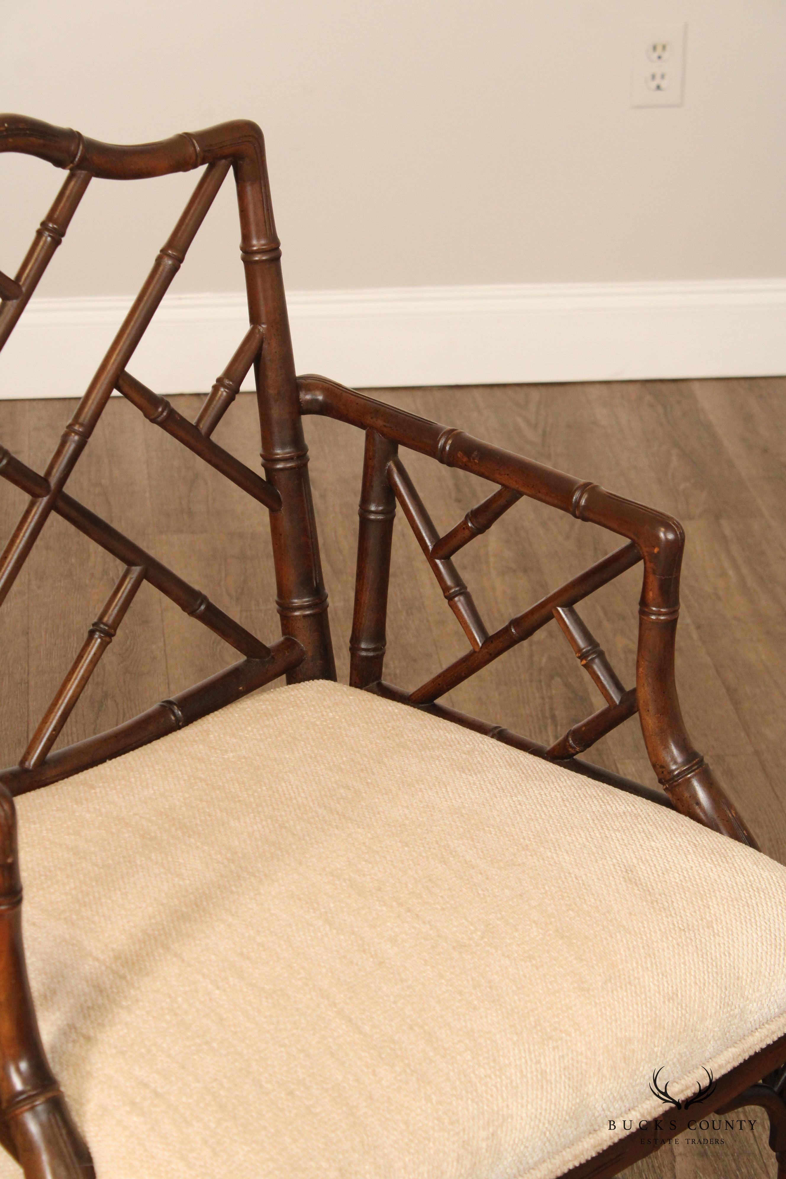 CHINESE CHIPPENDALE STYLE FAUX BAMBOO ARMCHAIR