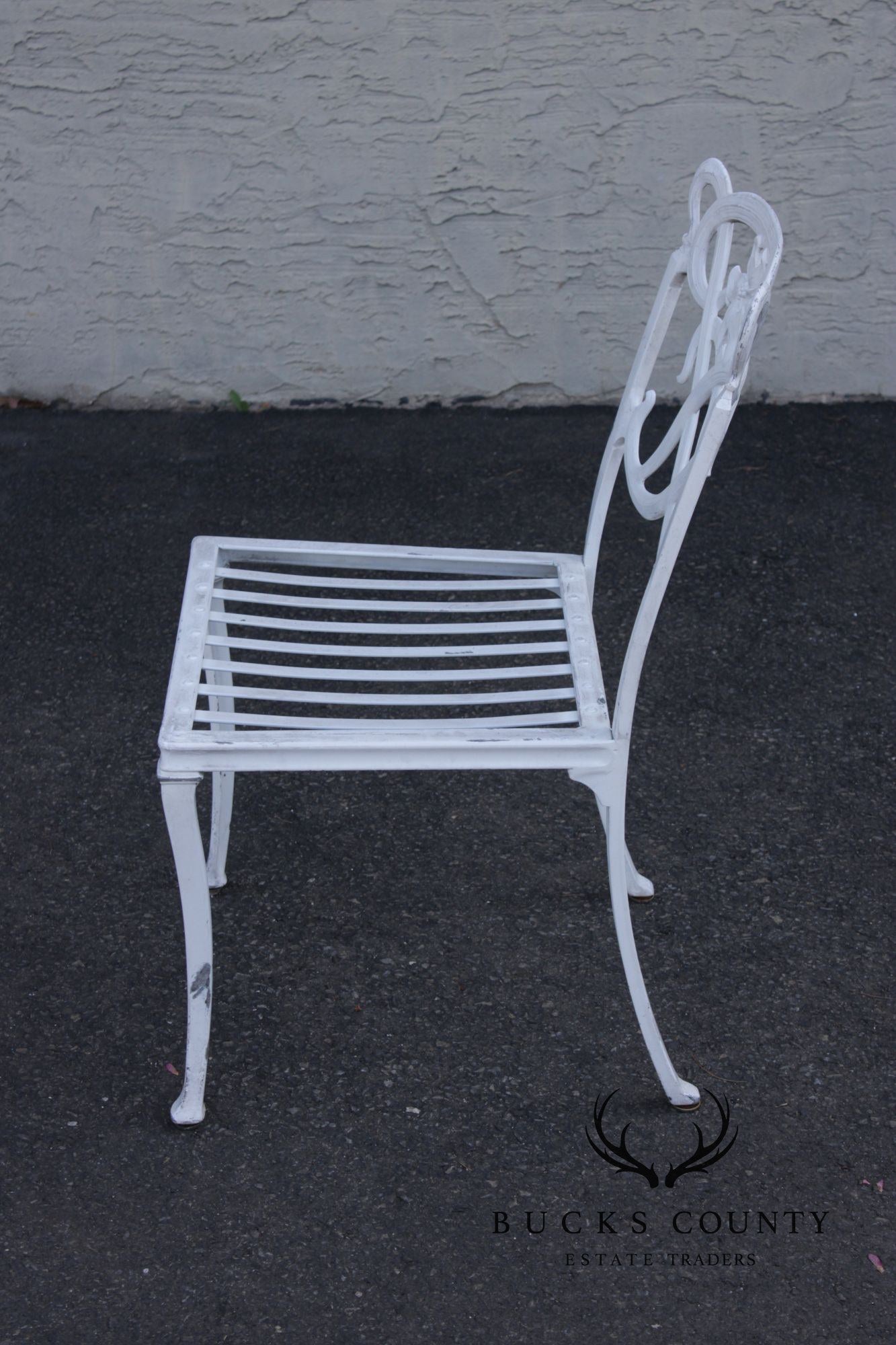 BROWN JORDAN CAST ALUMINUM 'DAY LILY' OUTDOOR PATIO SET OF FOUR DINING CHAIRS