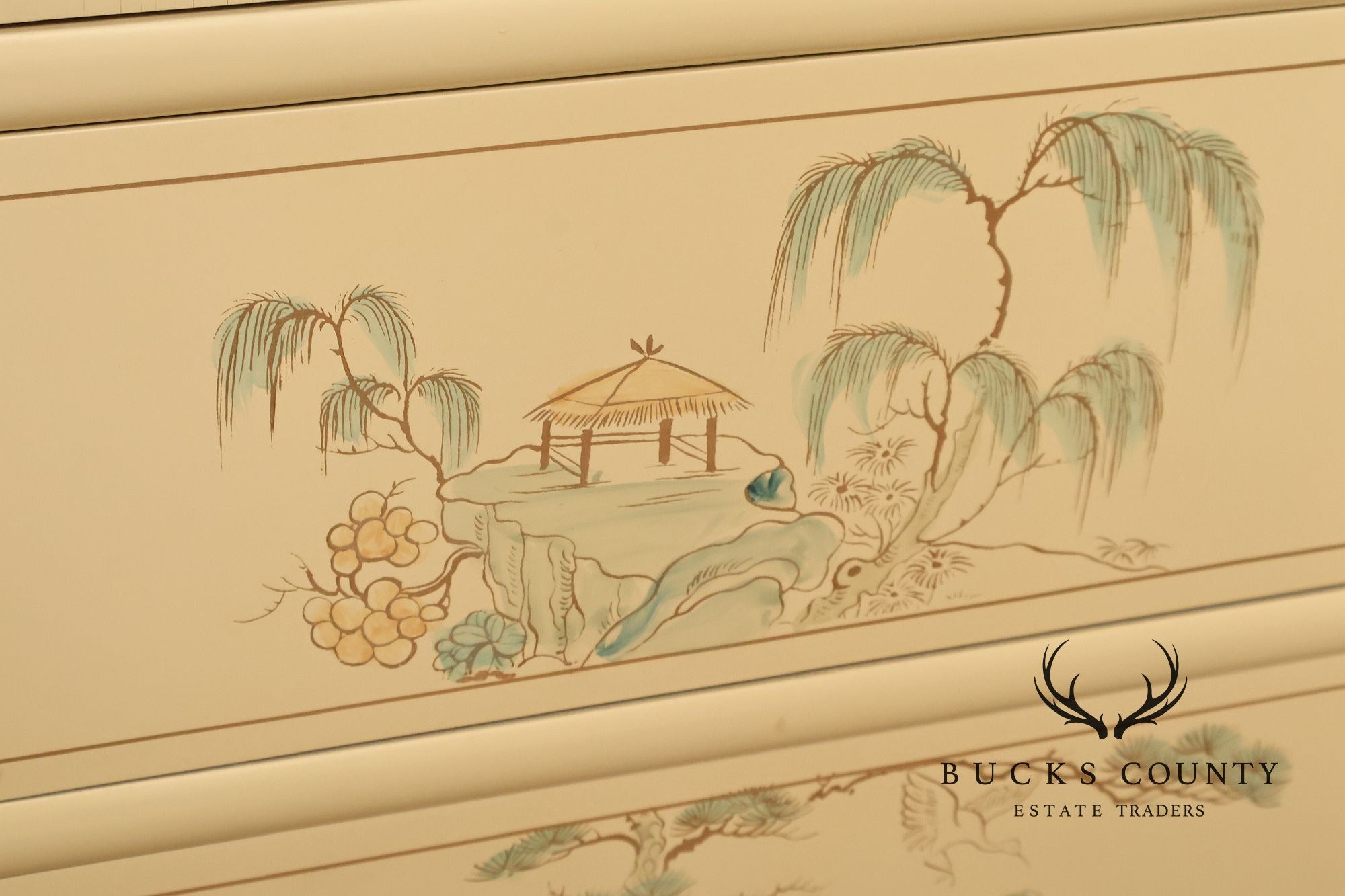 Chinoiserie Hand Painted Decorated Tall Chest