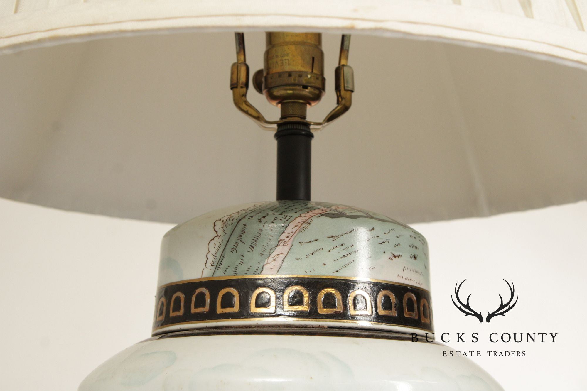 Equestrian Porcelain Ginger Jar Table Lamp