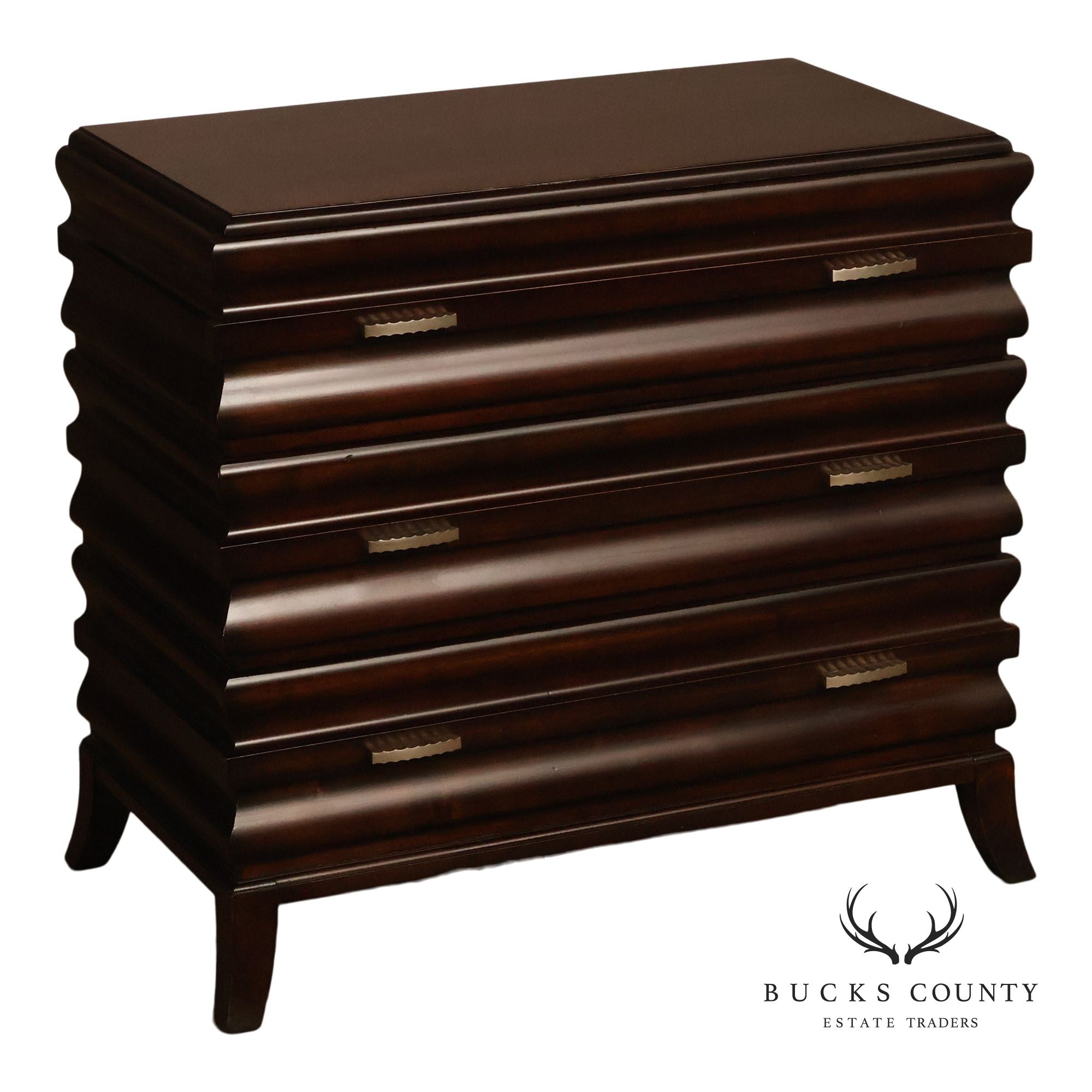 Hickory White Contemporary Ripple Front Three Drawer Chest