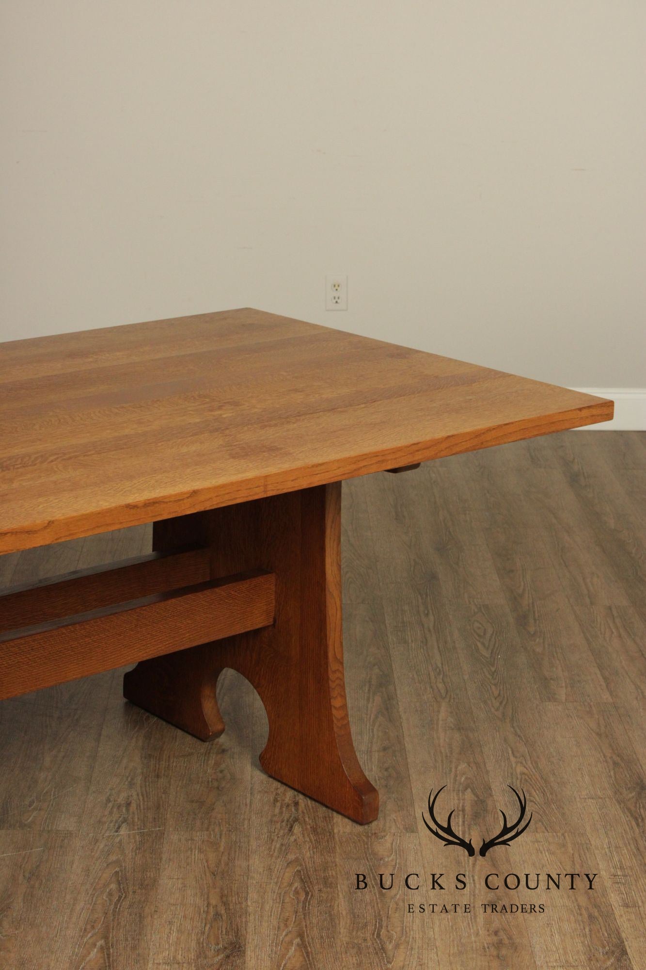 Stickley Mission Collection Oak Keyhole Trestle Dining Table