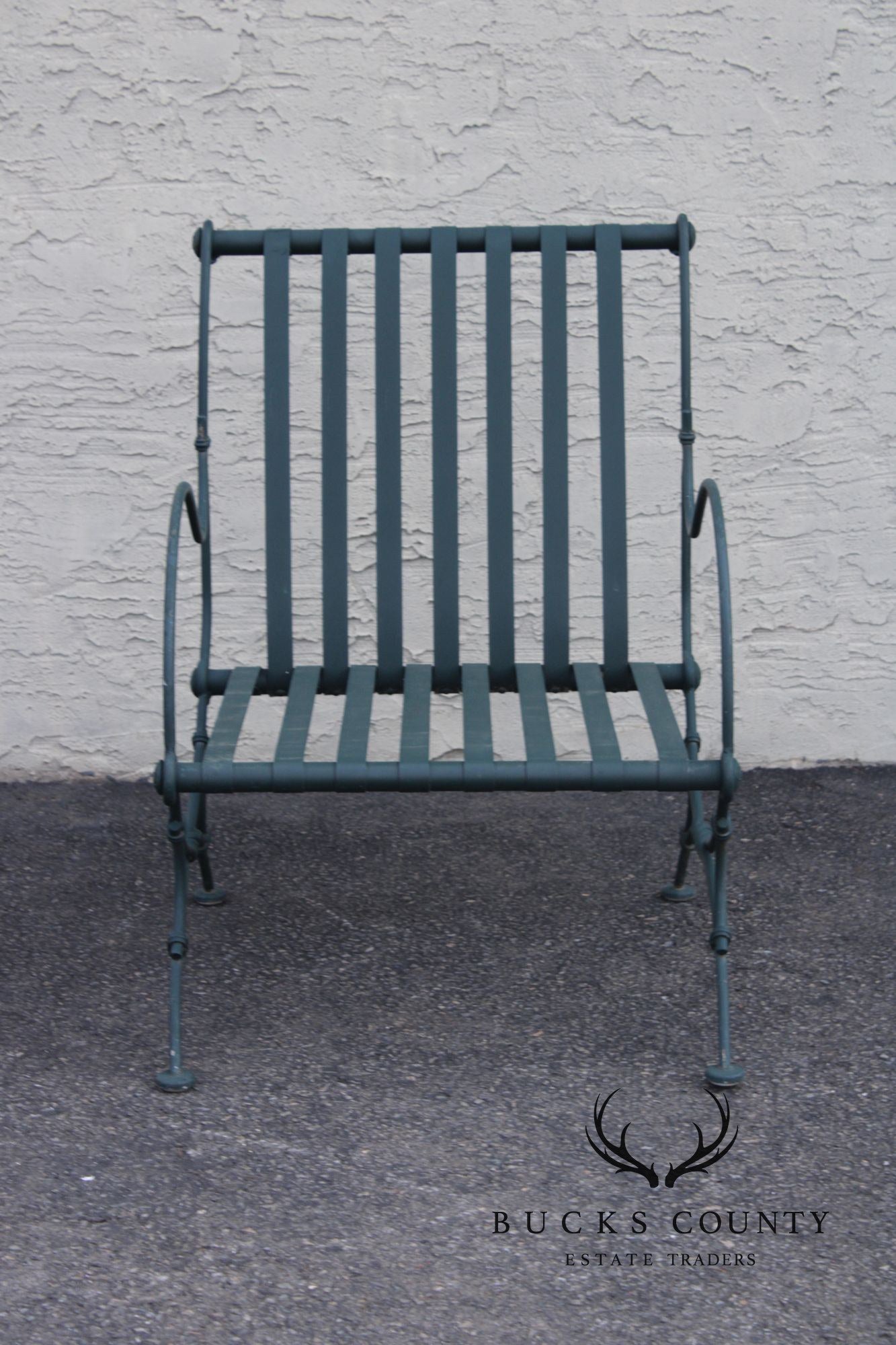 Vintage Wrought Iron Patio Lounge Chair and Ottoman