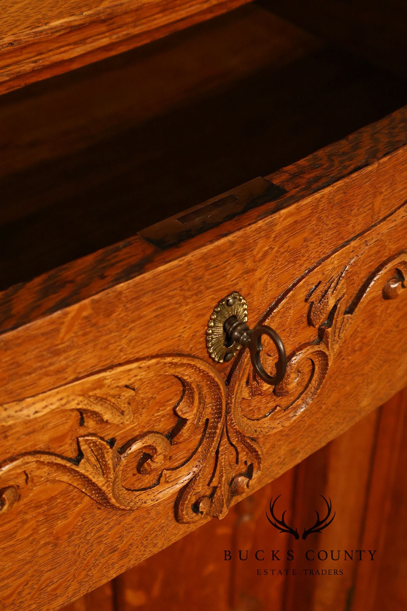 Antique Renaissance Revival Oak Sideboard with Mirrored Back