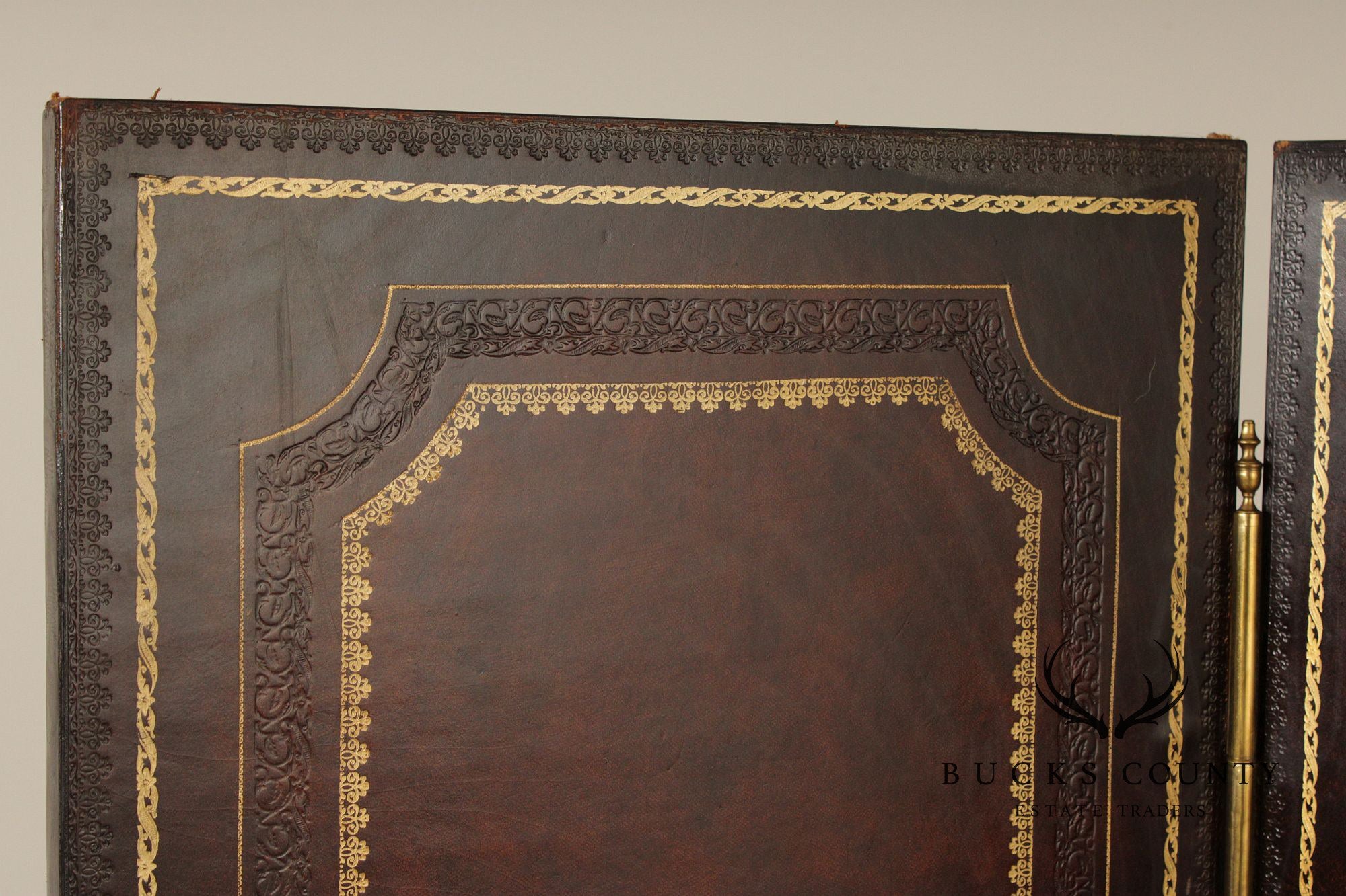 Maitland Smith Four-Panel Leather Folding Screen