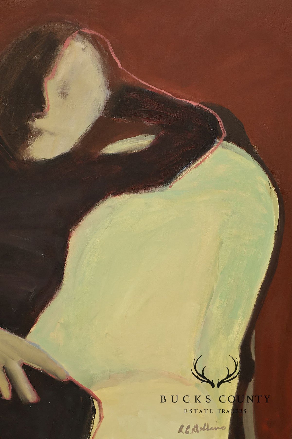 Anne Cooper Dobbins Oil Painting, On The Victorian Loveseat