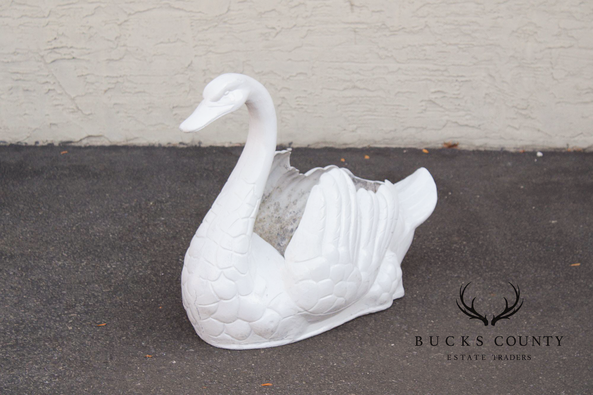 Vintage Cast Metal Swan Garden Planter