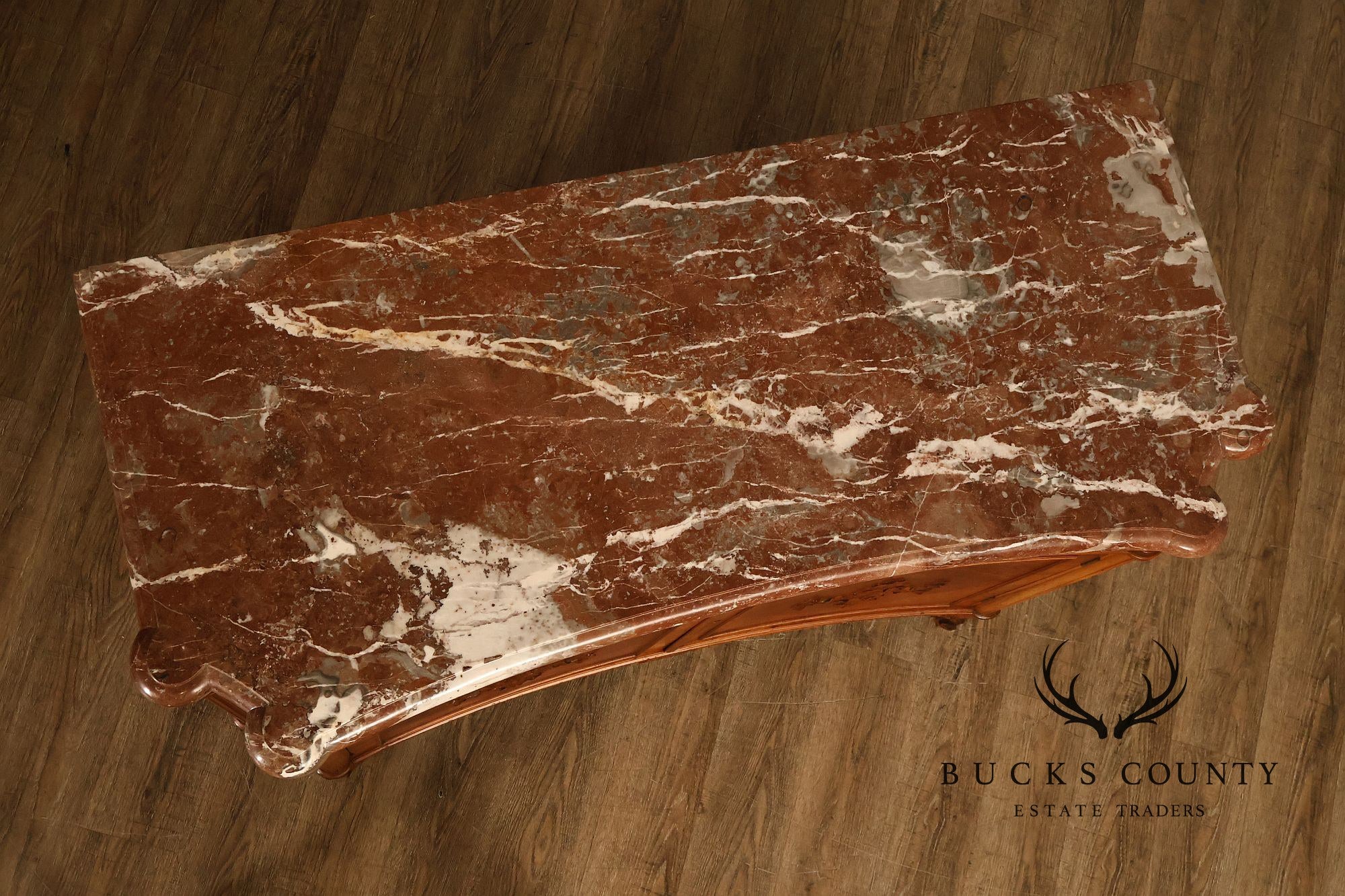 1920's French Louis XV Style Satinwood Marble Top Server
