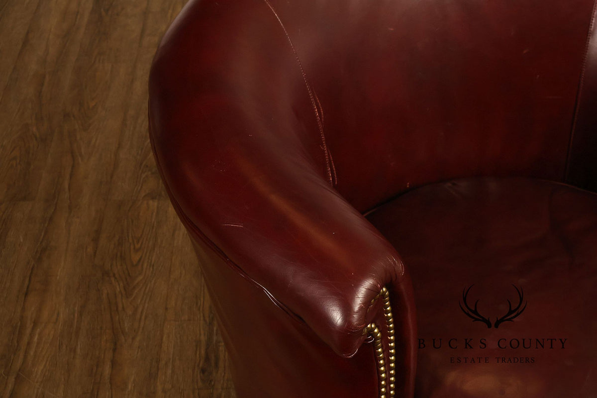 Old Hickory Tannery Burgundy Leather Nailhead Trim Club Chair