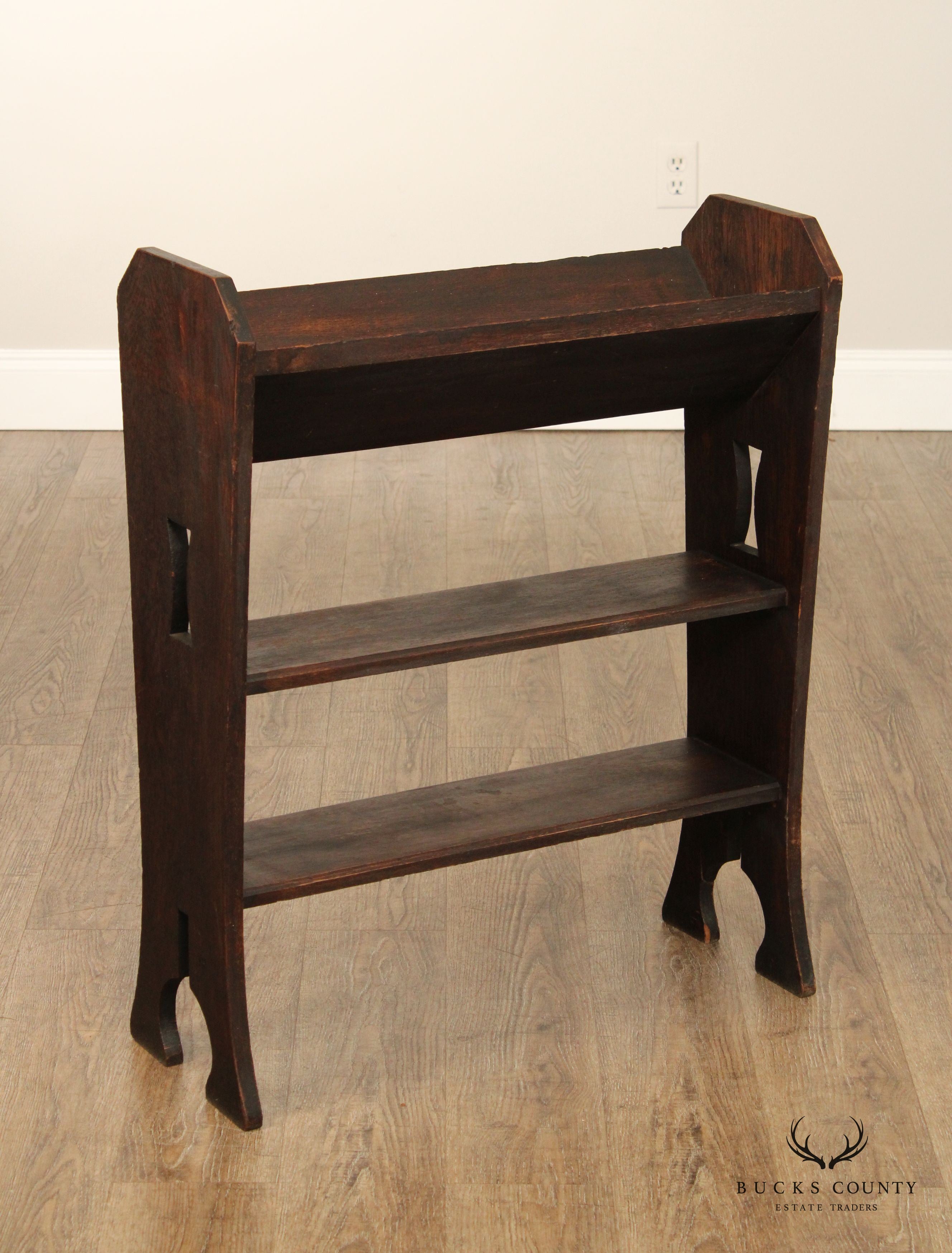 Antique Mission Oak Magazine Rack Bookcase Trough