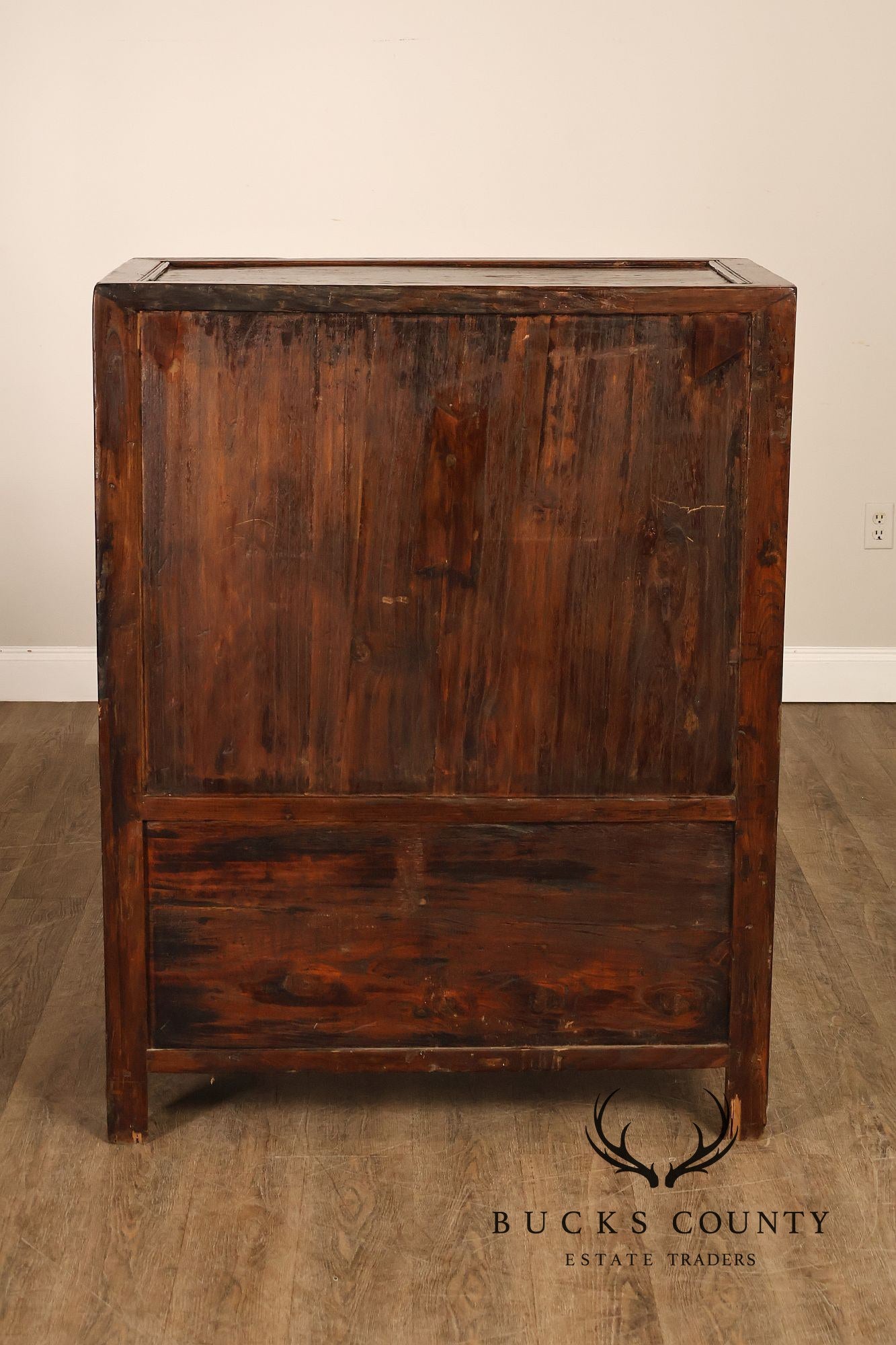 Antique Chinese Elm Wood Apothecary Cabinet With Multiple Drawers