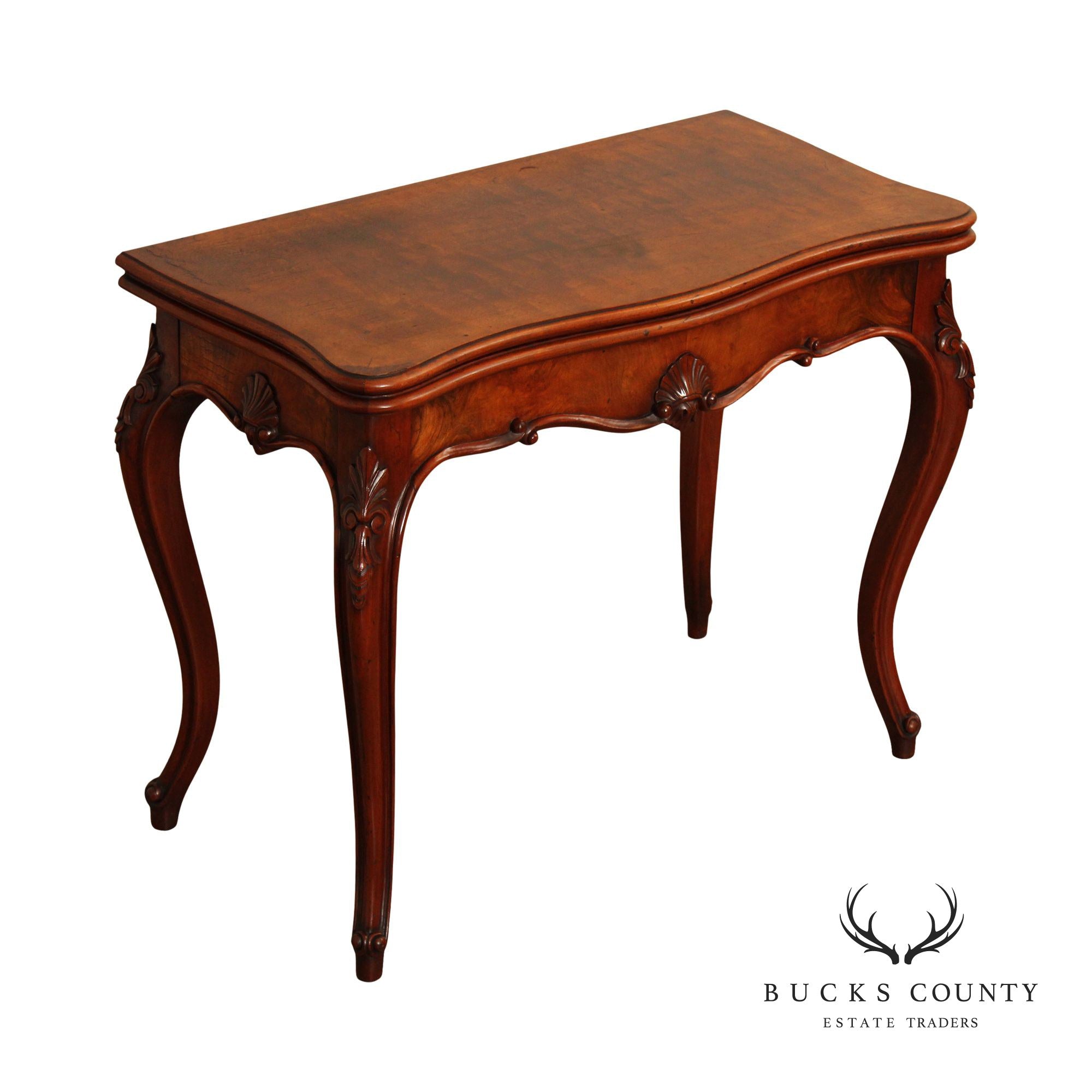 Antique French Louis XV Style Walnut Folding Card Table