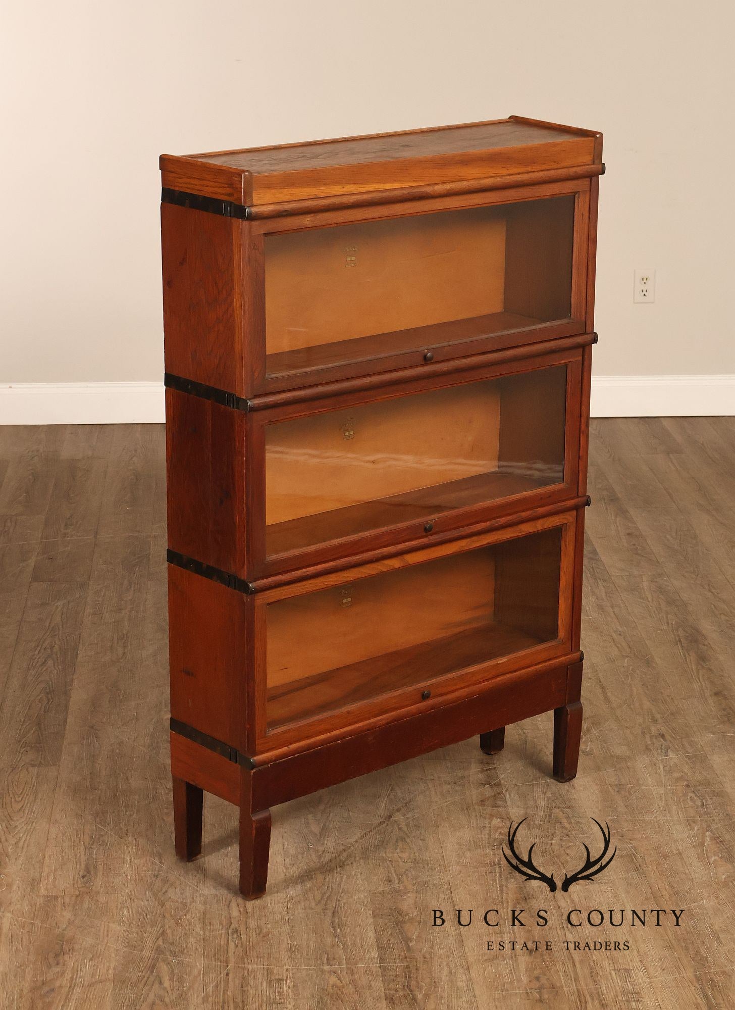 Macey Antique Oak Three Section Barrister Bookcase