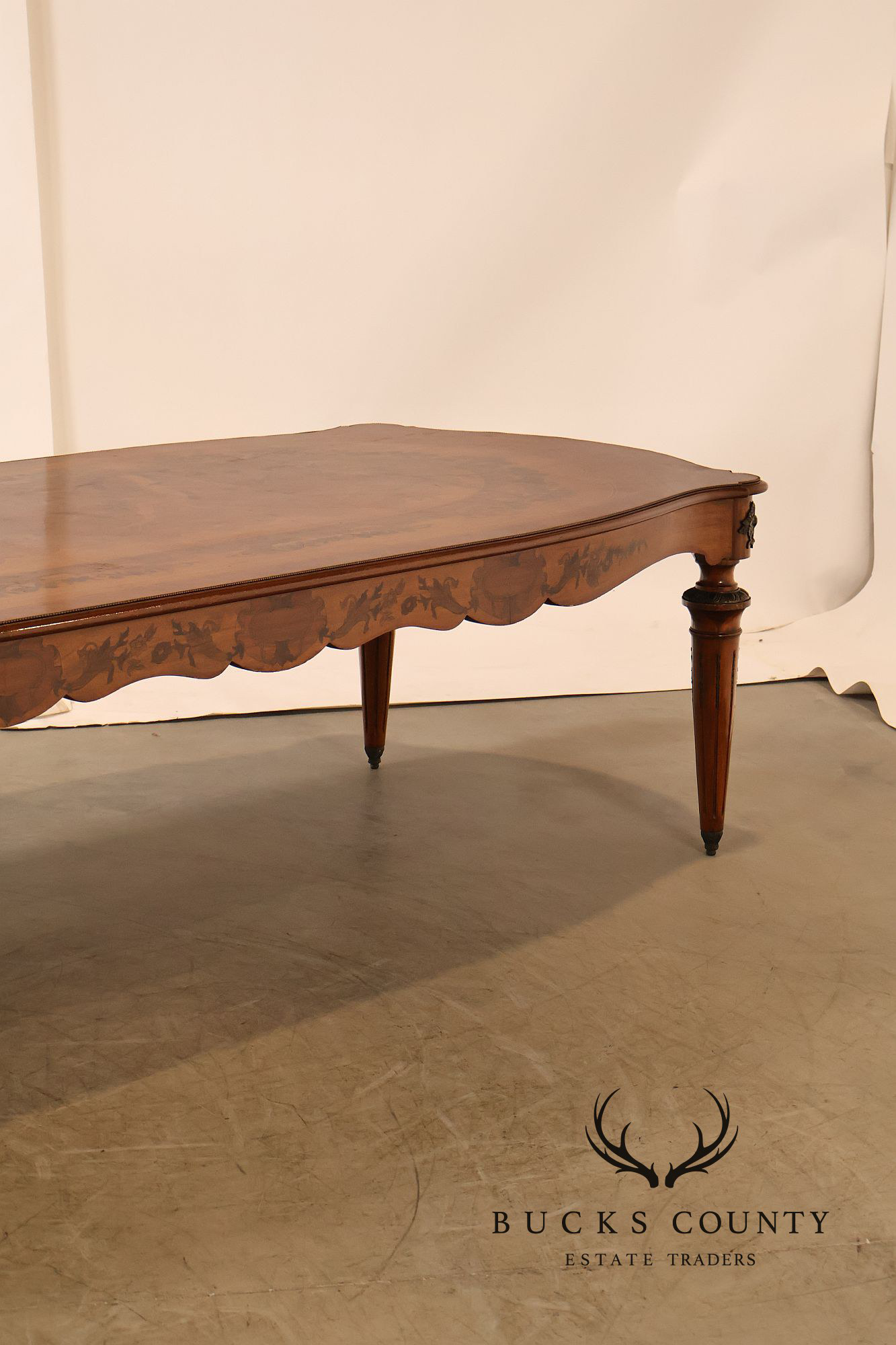 Custom Louis XVI Style Walnut Marquetry Dining Table